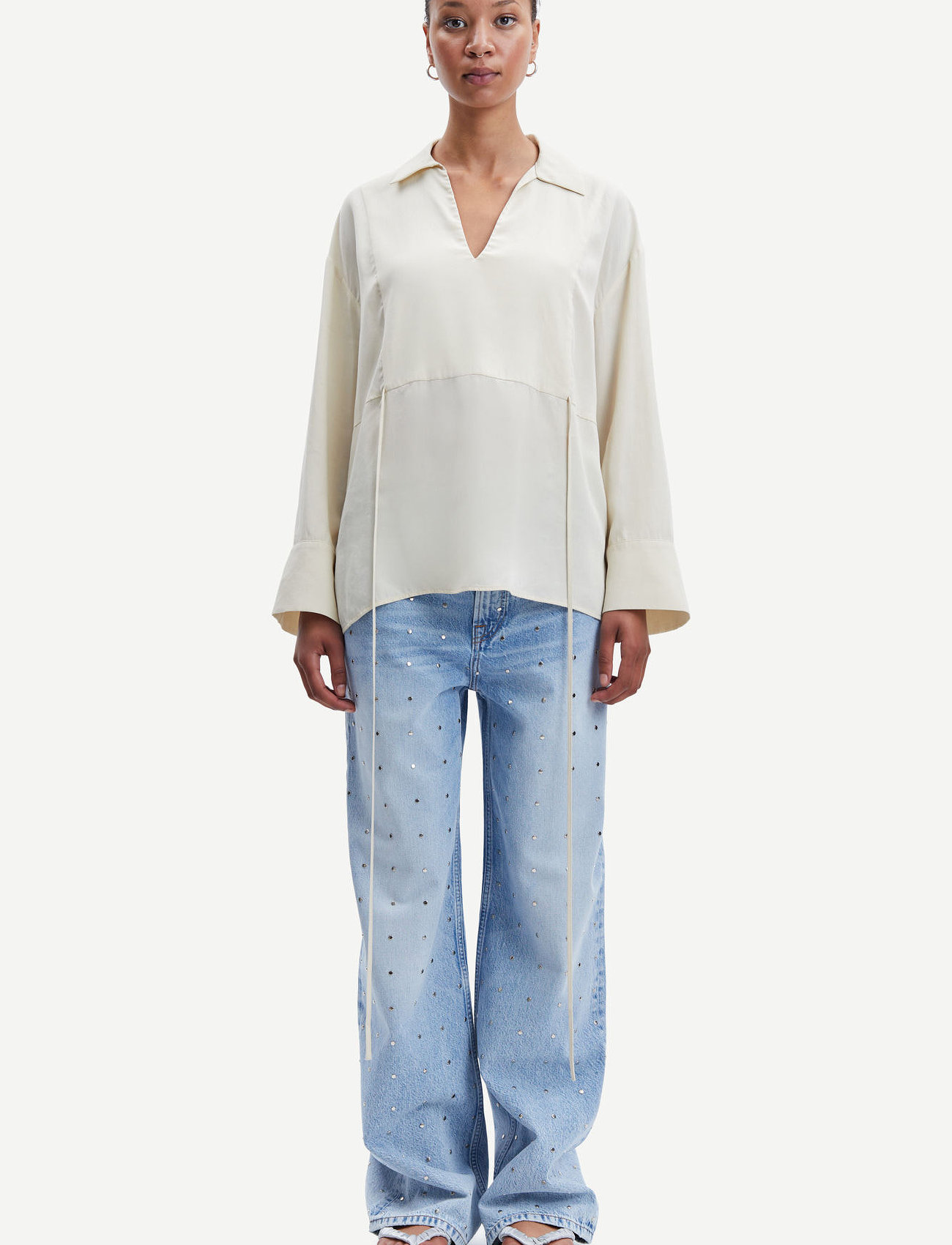 Samsøe Samsøe - Shelly jeans studs 14606 - džinsi ar platām starām - frozen stud - 0