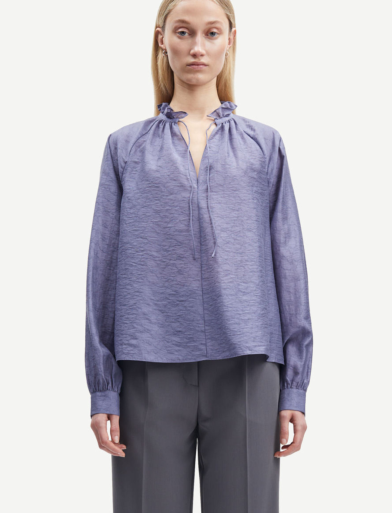 Samsøe Samsøe - Karookhi blouse 14641 - pikkade varrukatega pluusid - blue granite whizz - 1