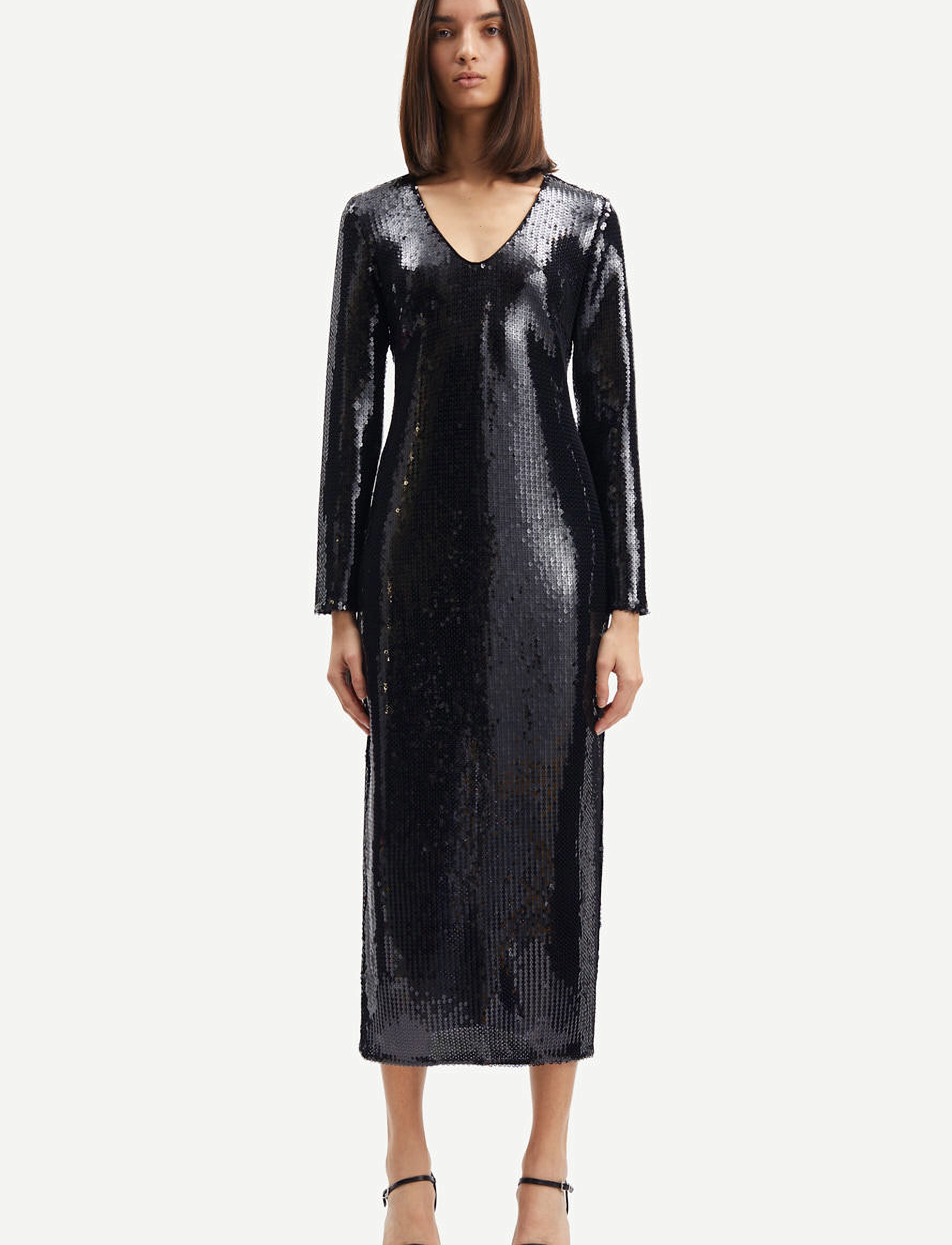 Samsøe Samsøe Alina U-N sequins dress 14904 - Litterkleidid - BLACK / black