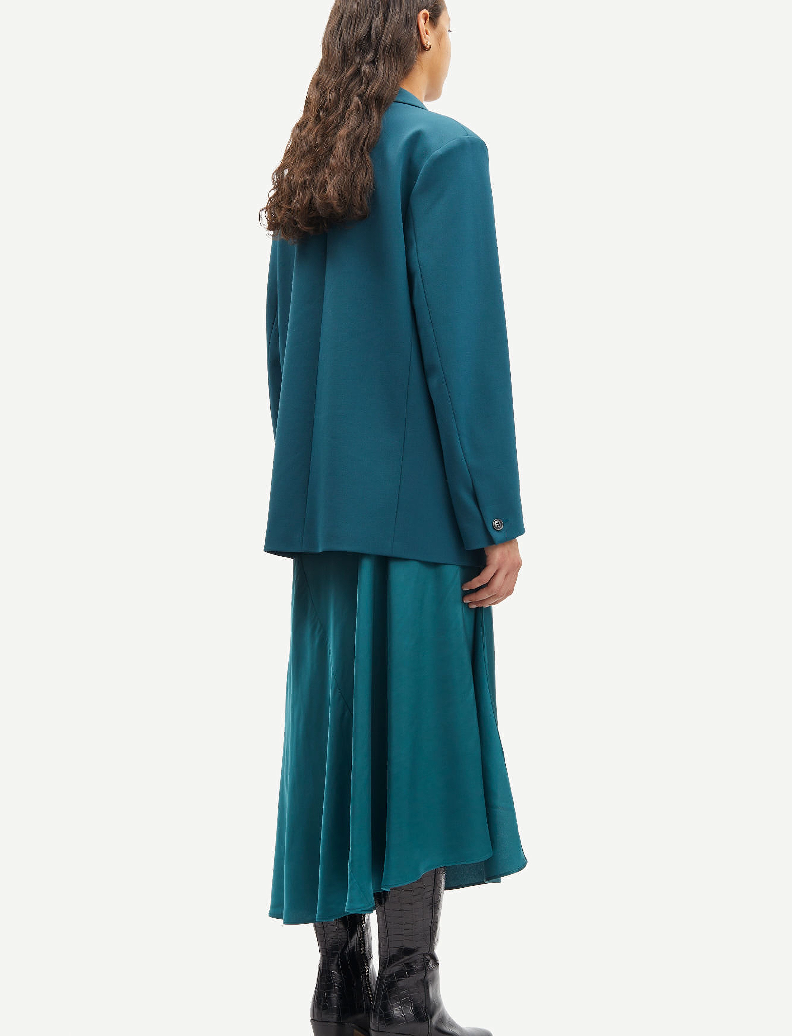 Samsøe Samsøe Viktoria Bias Skirt 14905, Kvinder, Bias Maxi Nederdel, Blå, Str: XS