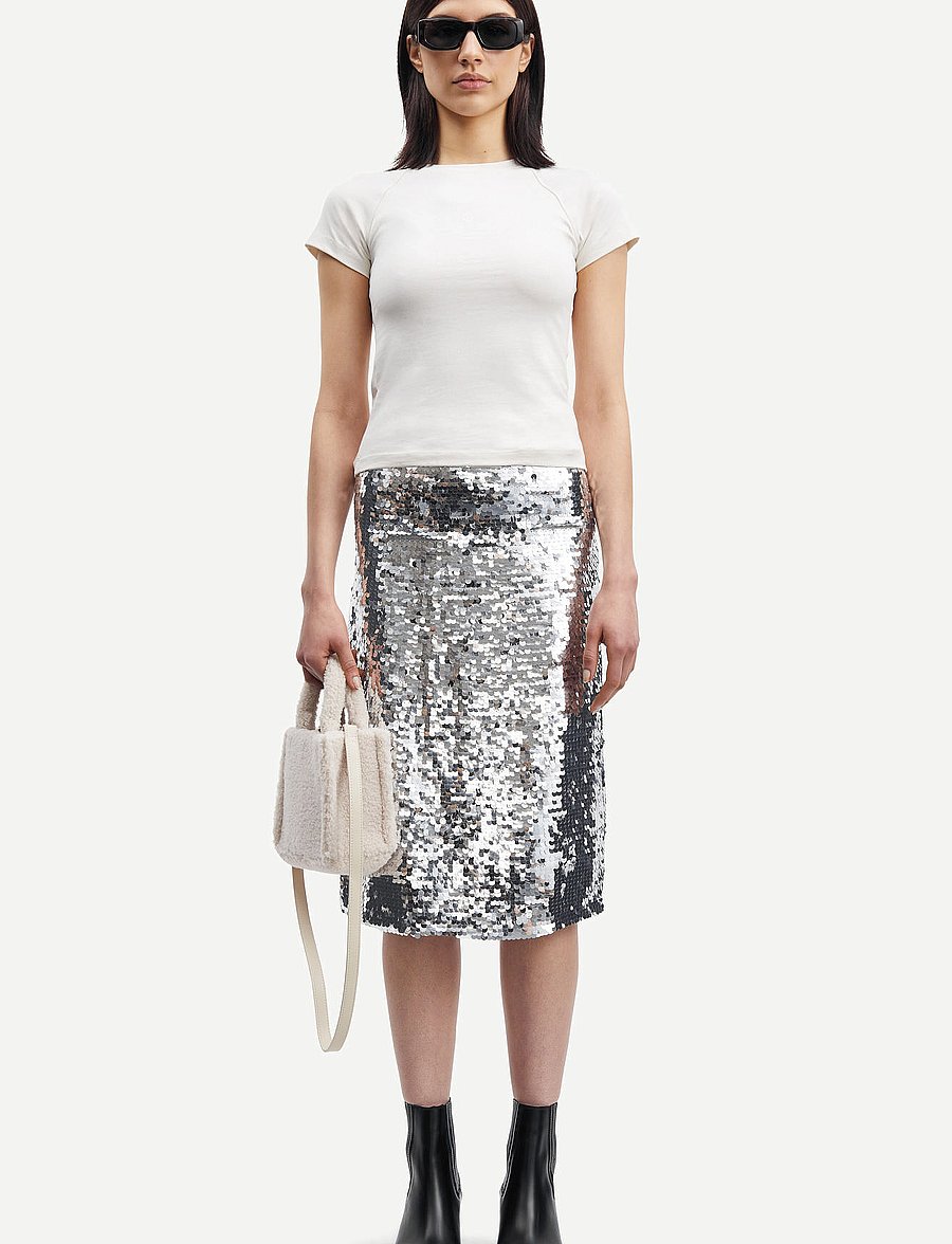 Samsøe Samsøe - Viktoria skirt 15036 - pailletten-röcke - silver - 0