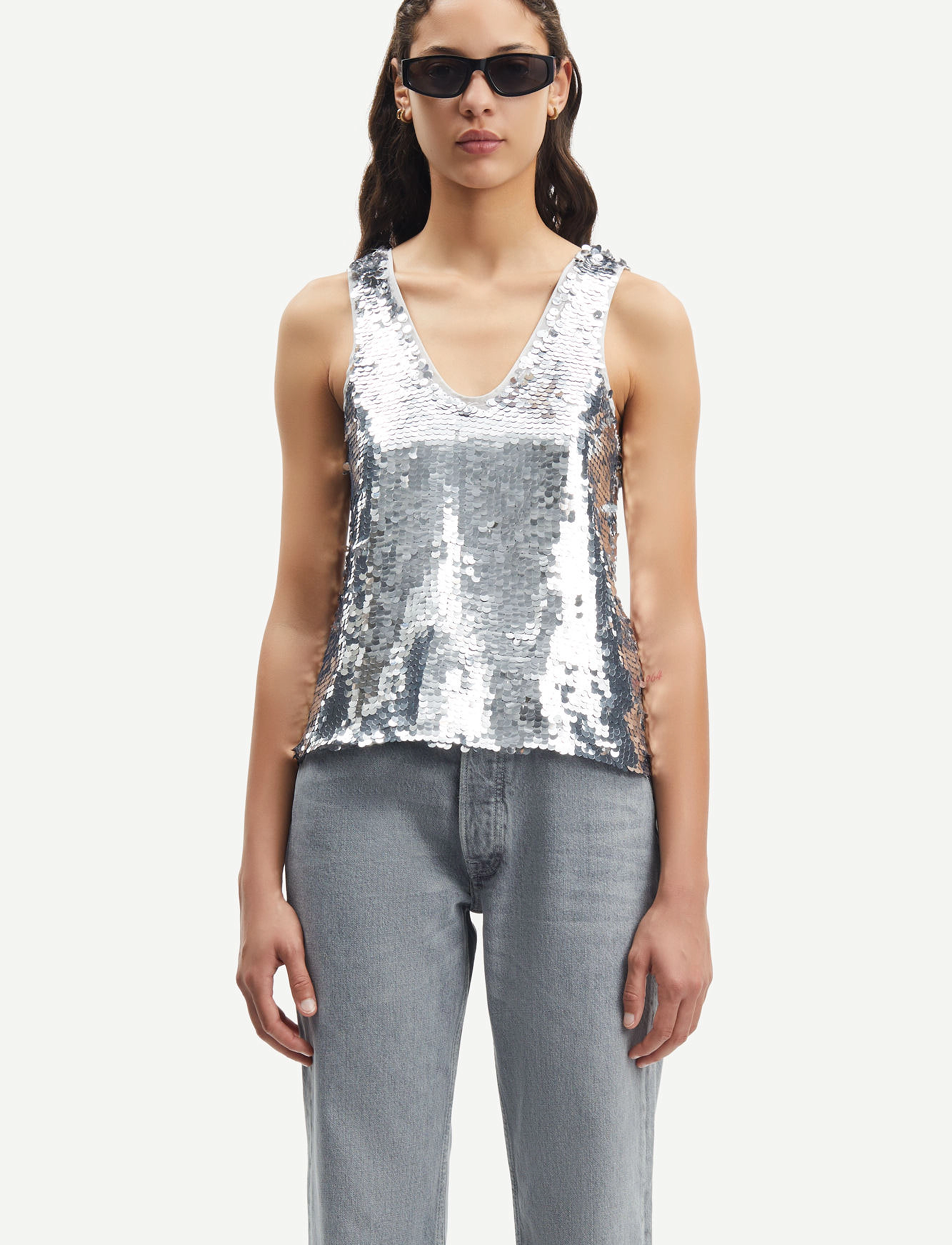 Samsøe Lykke Top 15036, XS, Blouses, Silber - Sleeveless, Frauen