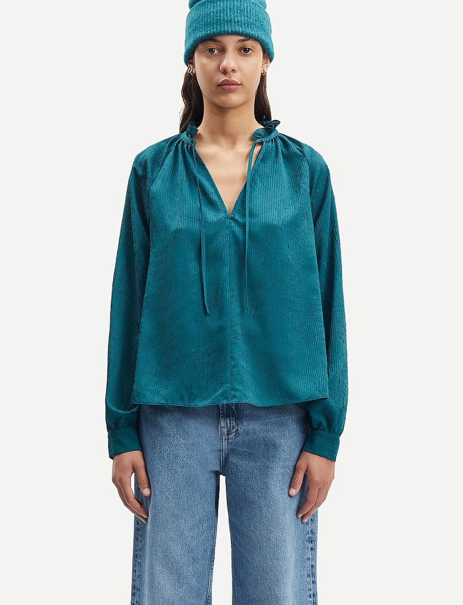 Samsøe Samsøe - Karookhi blouse 15043 - langærmede bluser - atlantic deep - 0