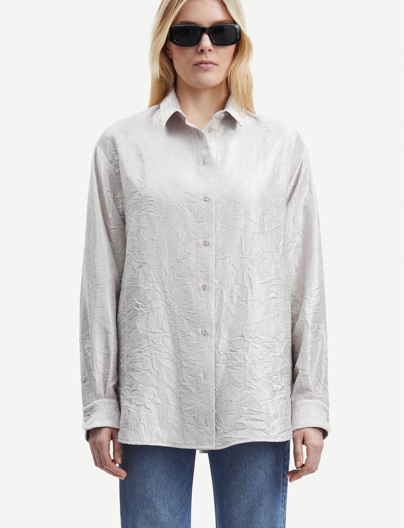 Samsøe Samsøe - Alfrida shirt 15034 - långärmade skjortor - warm silver - 0