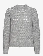 Saanour Pointelle Sweater 7355 - GREY MEL.