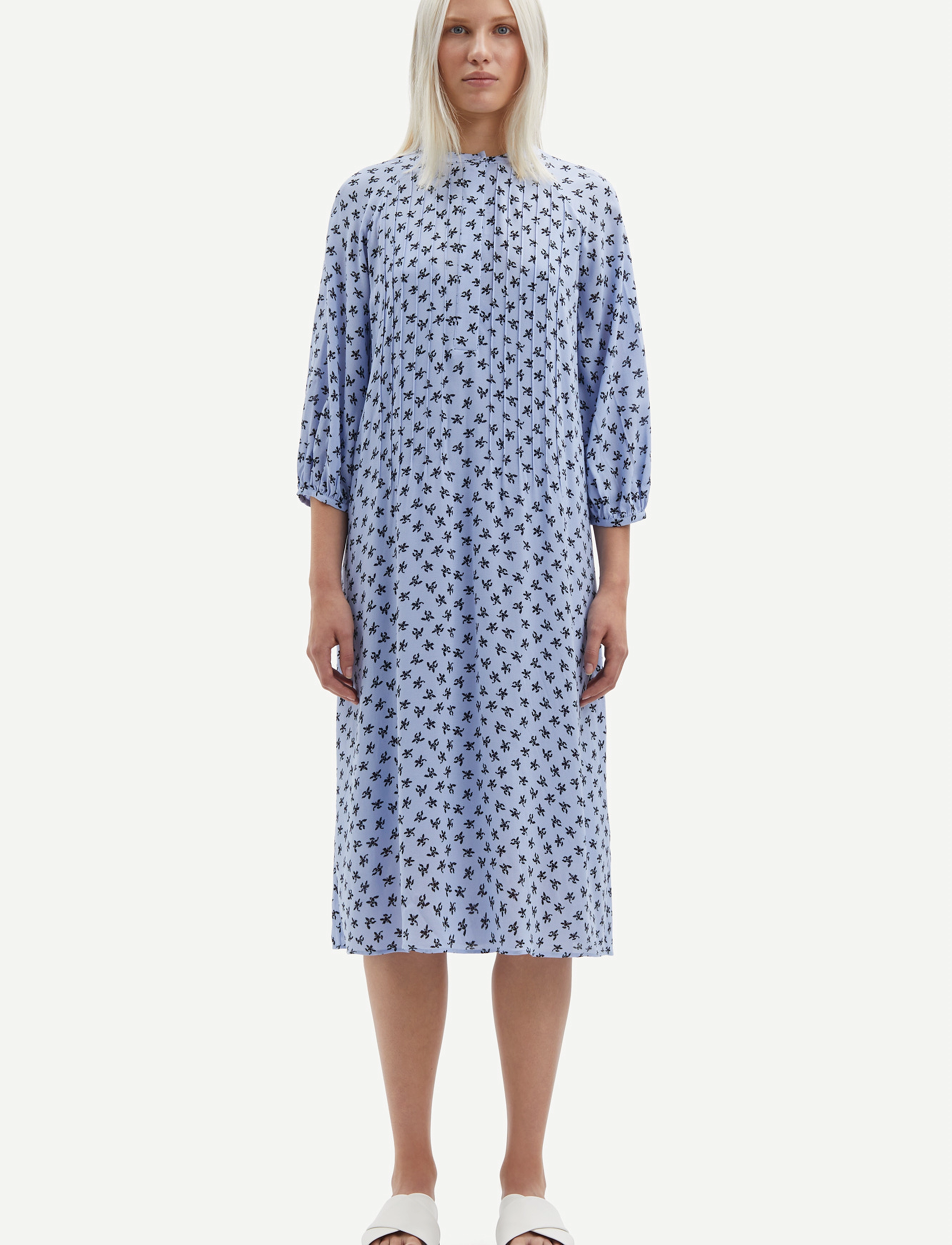 Samsøe Samsøe Saselma Dress 15154, Kvinder, Mønstret Midikjole, Blå, Str: S
