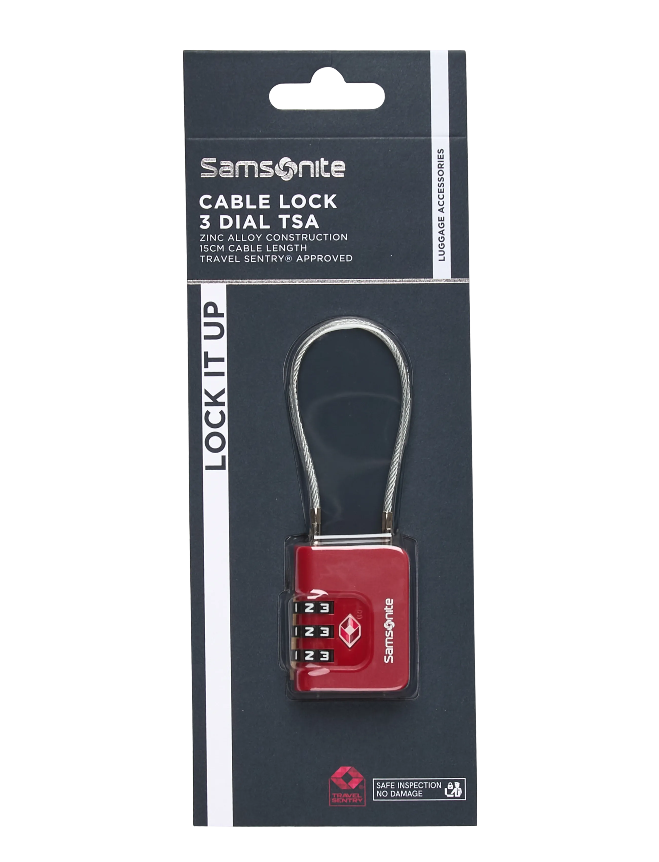 Samsonite Cablelock 3 Dial Tsa, One Size, Red, Tasker > Rejsetilbehør, Herre