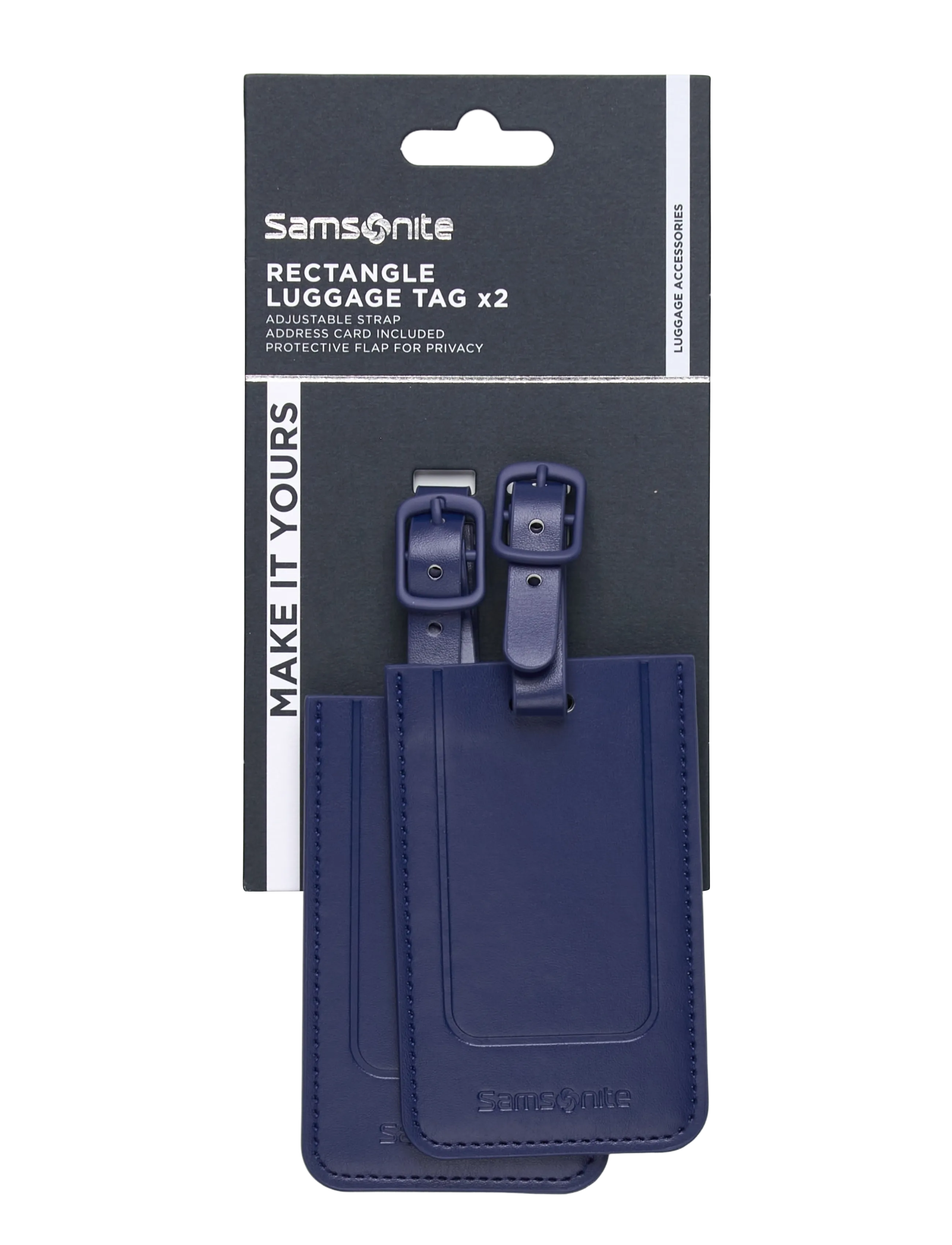 Samsonite Rectangle Luggage Tag X2, Mænd, Rektangel Bagagemærke, Navy, Str: ONE SIZE