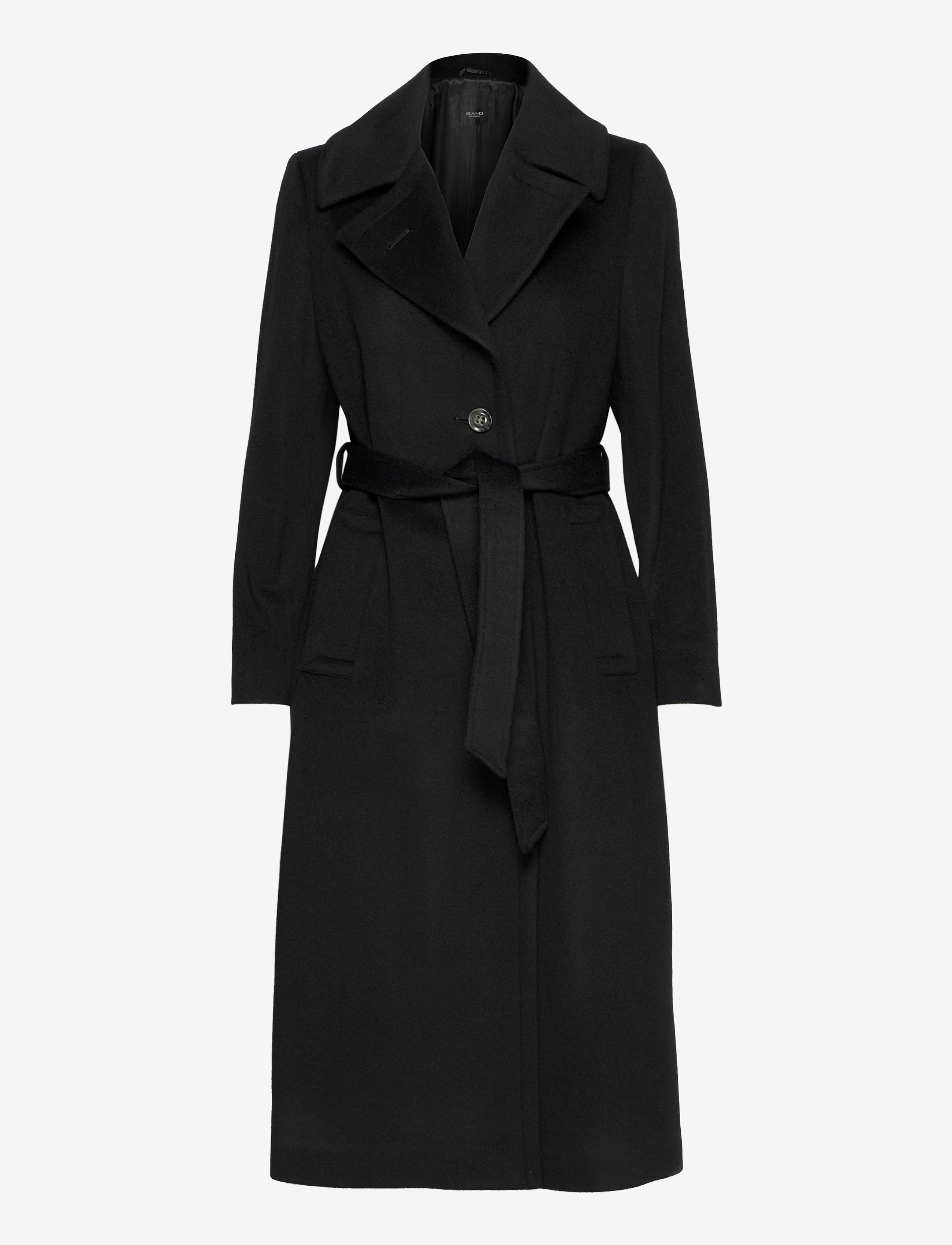 SAND - Cashmere Coat W - Clareta Belt - black - 0