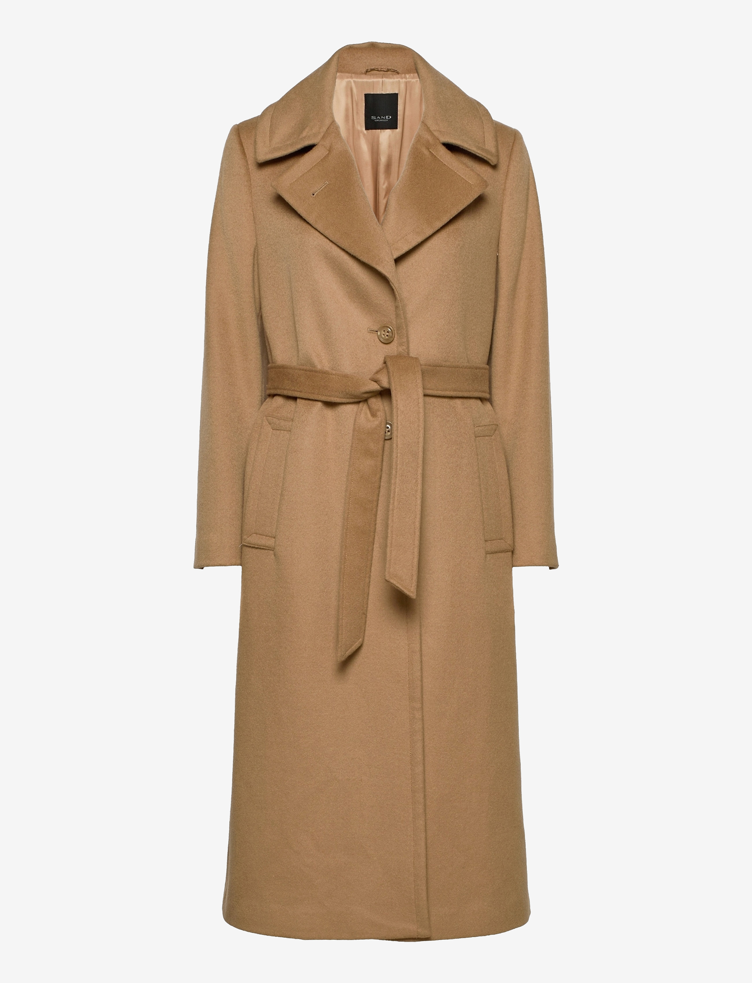 SAND - Cashmere Coat W - Clareta Belt - camel - 0