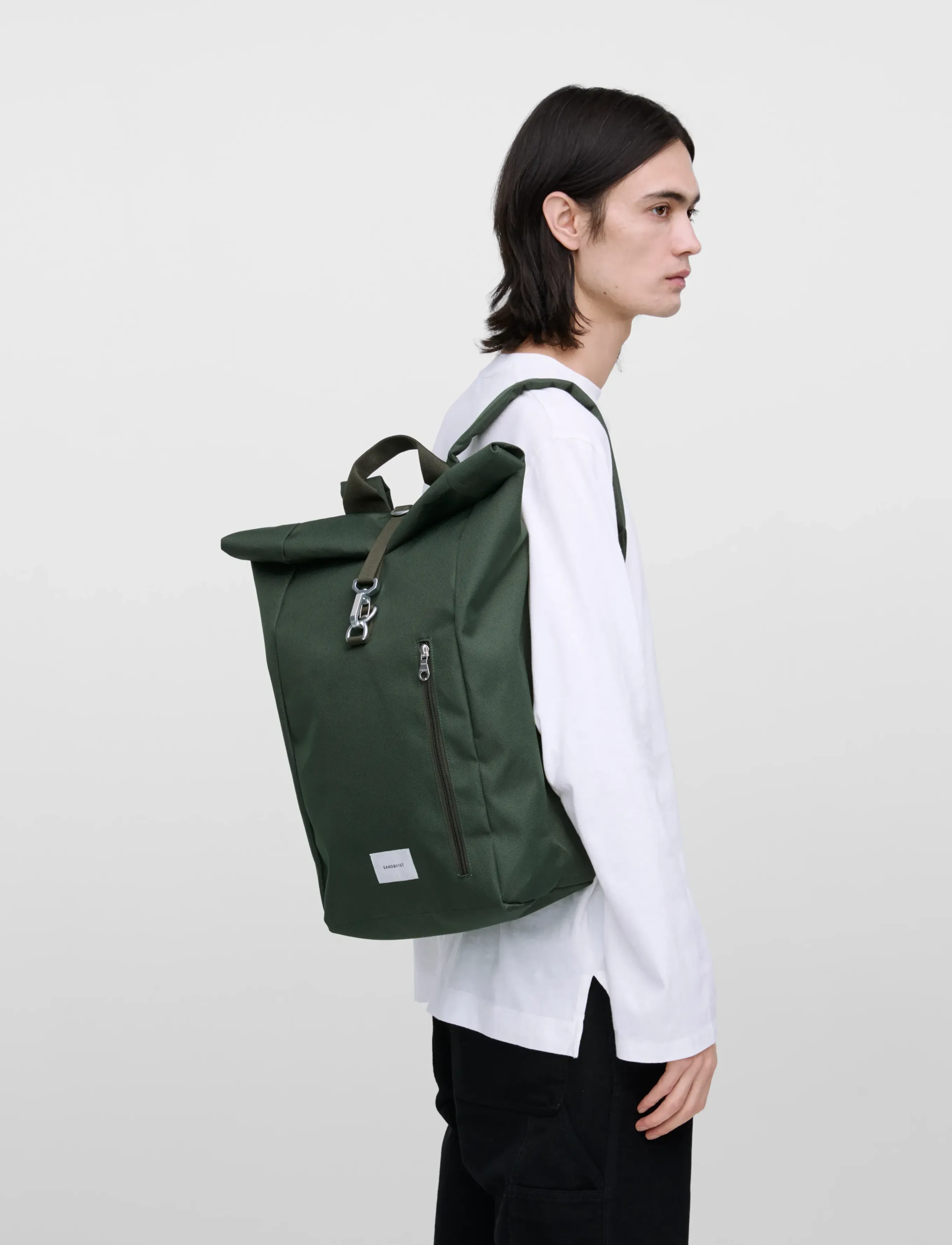 SANDQVIST - GROUND Rolltop Backpack L - accessories - dawn green with dawn green webbing - 5