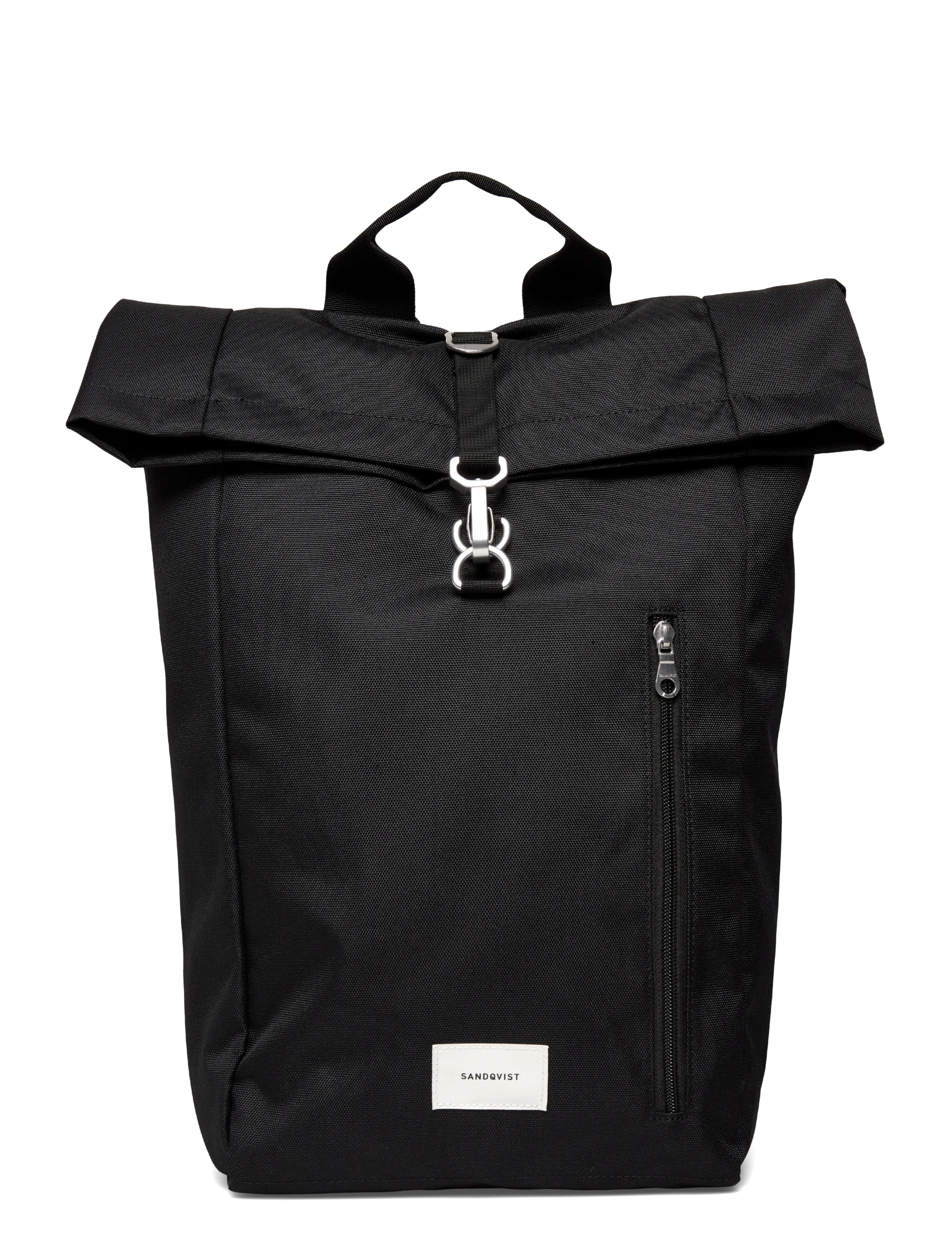 SANDQVIST GROUND Rolltop Backpack L - Väskor - BLACK WITH BLACK WEBBING / black