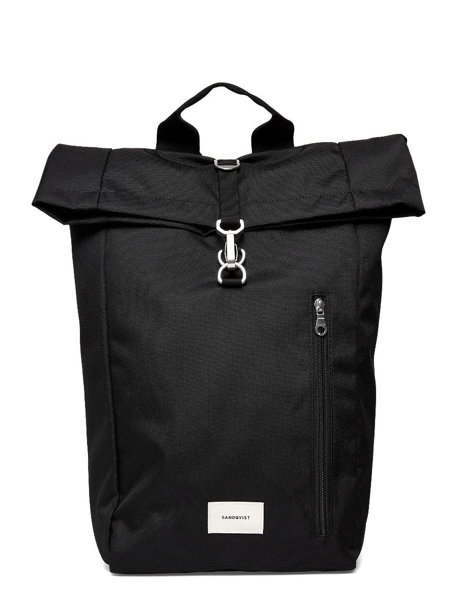 SANDQVIST - GROUND Rolltop Backpack L - black with black webbing - 0