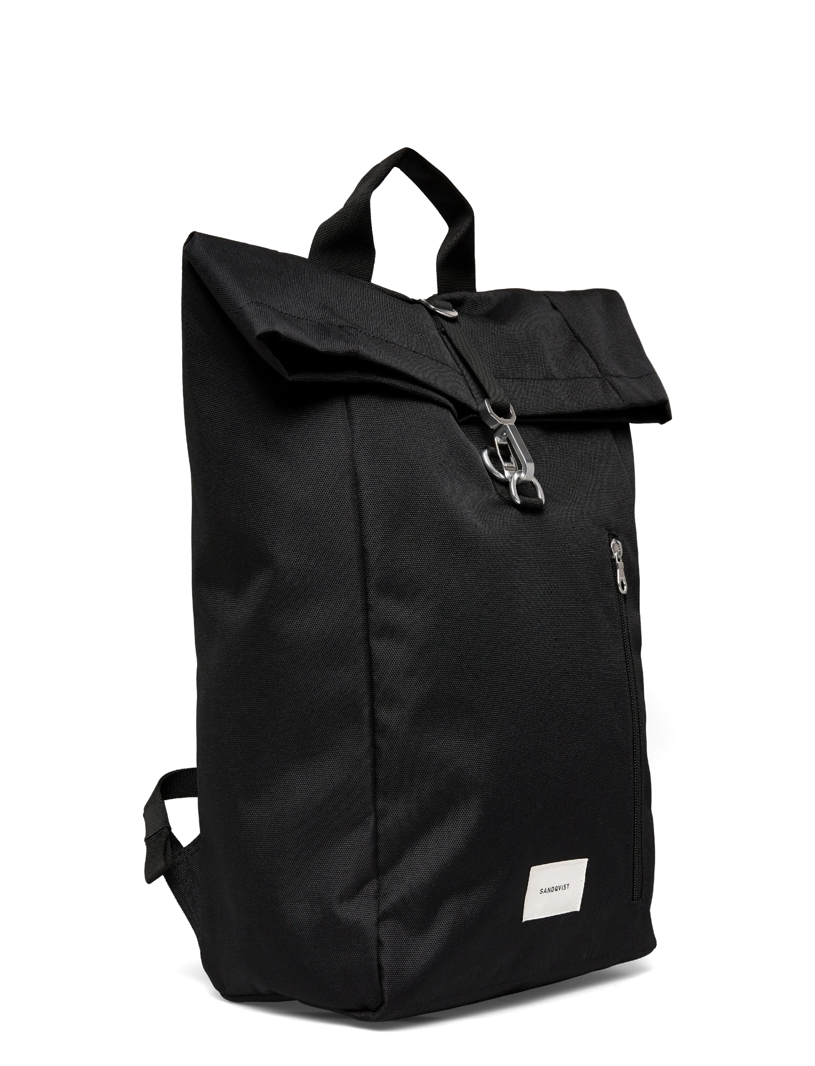 SANDQVIST - GROUND Rolltop Backpack L - black with black webbing - 2