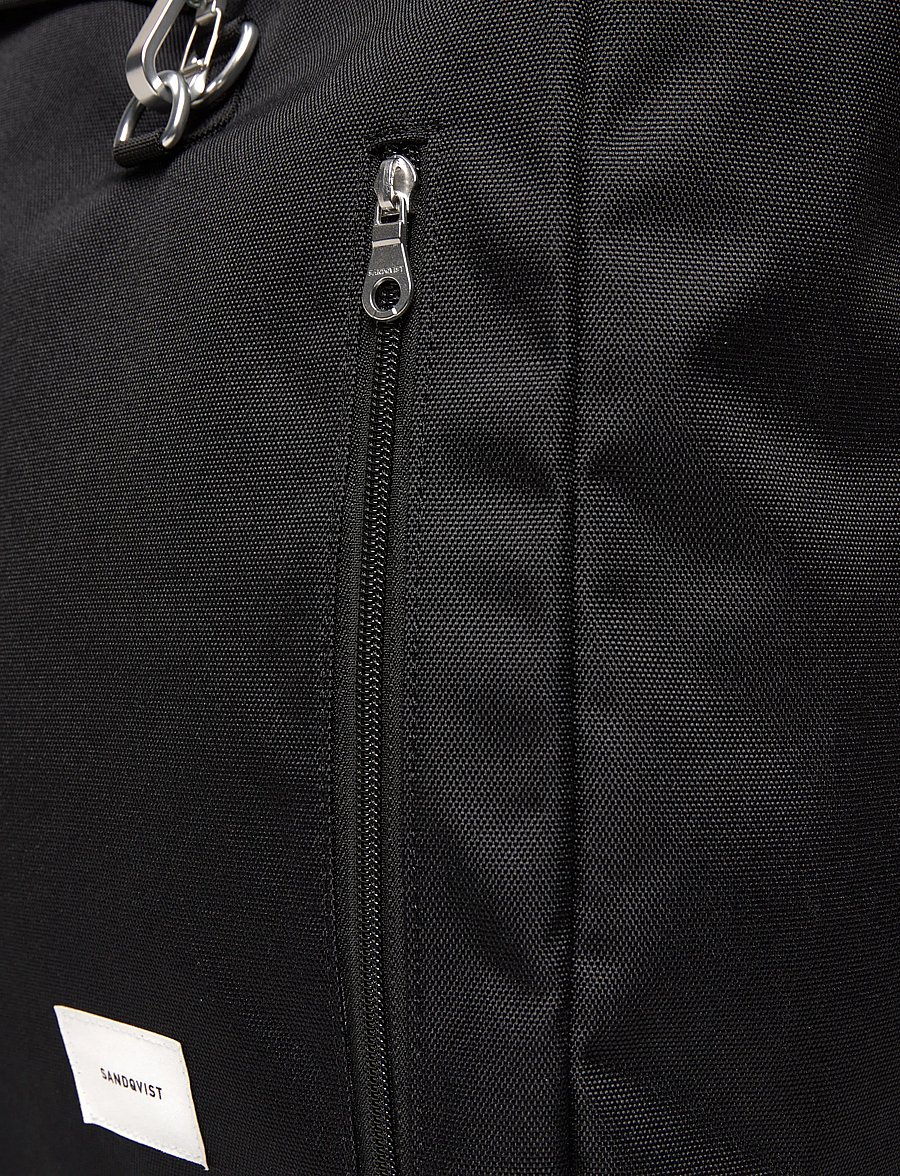 SANDQVIST - GROUND Rolltop Backpack L - black with black webbing - 3