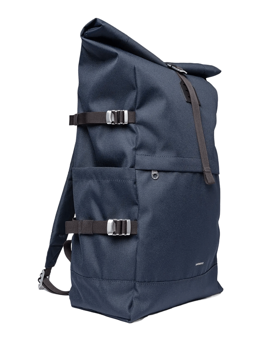 SANDQVIST - ICON Rolltop Backpack L - rolltop-ryggsäckar - navy with black leather - 2