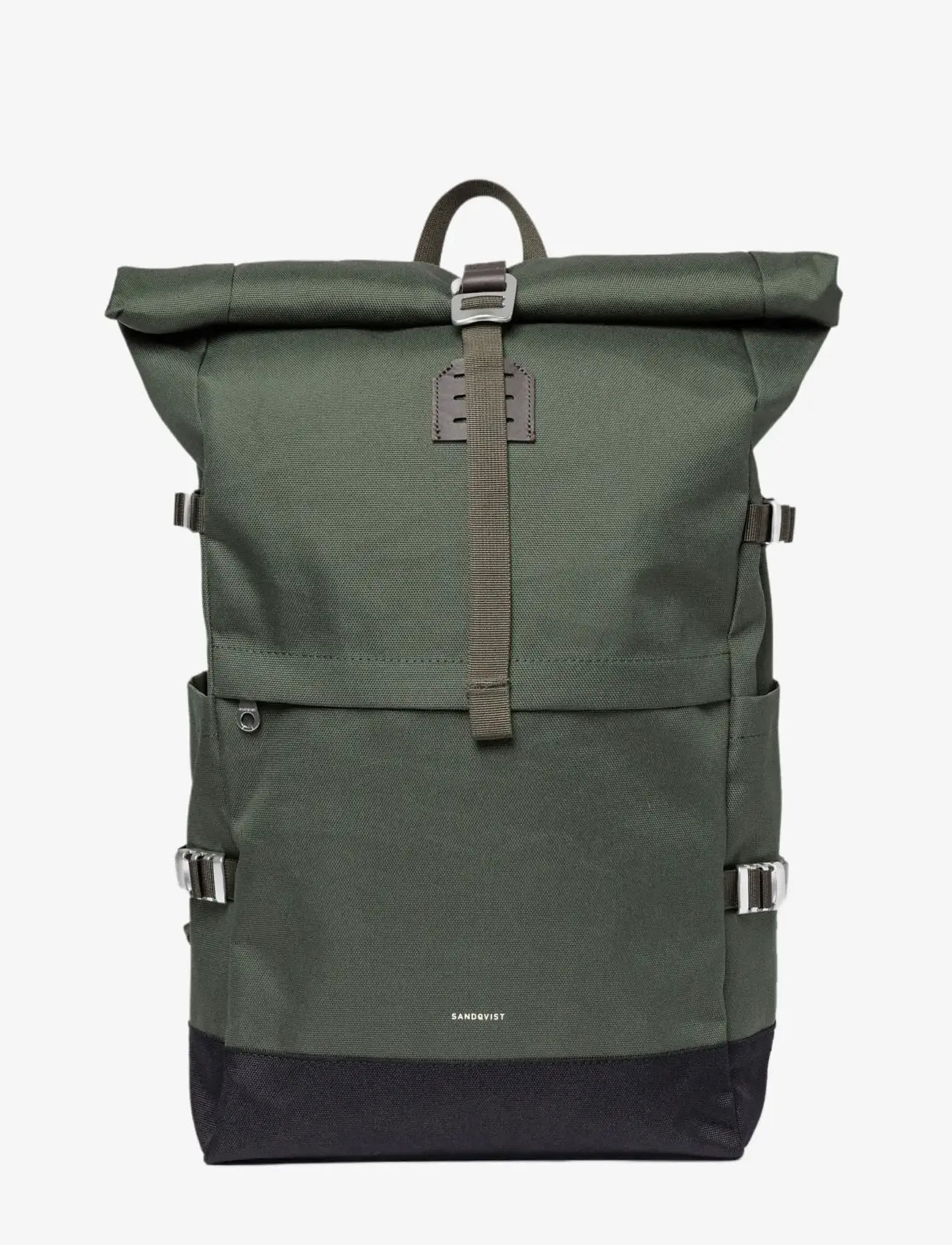 SANDQVIST - ICON Rolltop Backpack L - dawn green with dark brown leather - 1