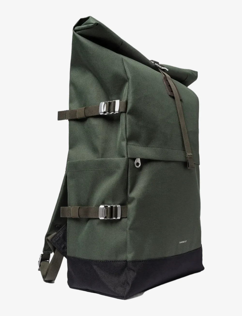 SANDQVIST - ICON Rolltop Backpack L - vardagsstil - dawn green with dark brown leather - 2