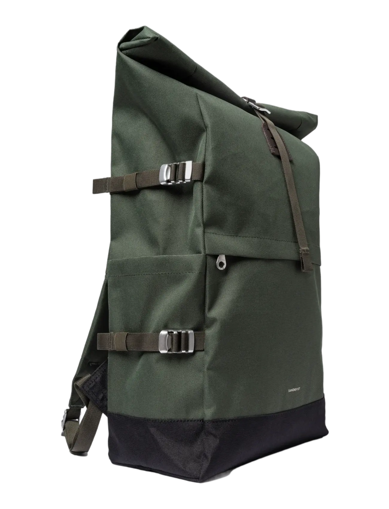 SANDQVIST - ICON Rolltop Backpack L - aksessuaarid - dawn green with dark brown leather - 2