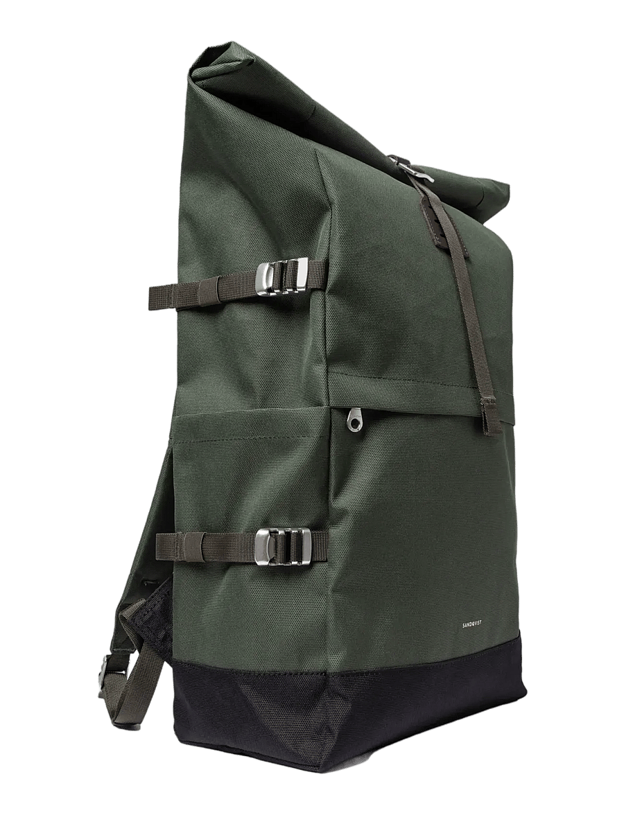 SANDQVIST - ICON Rolltop Backpack L - rolltop seljakotid - dawn green with dark brown leather - 2
