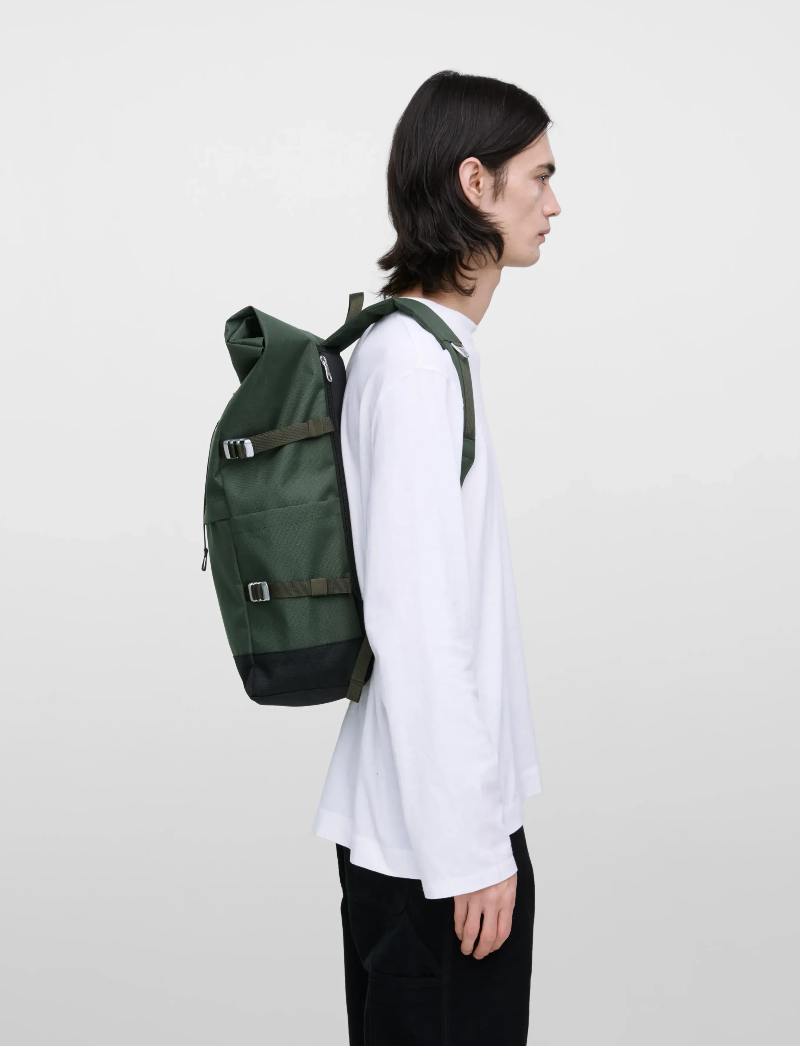 SANDQVIST - ICON Rolltop Backpack L - aksessuaarid - dawn green with dark brown leather - 5