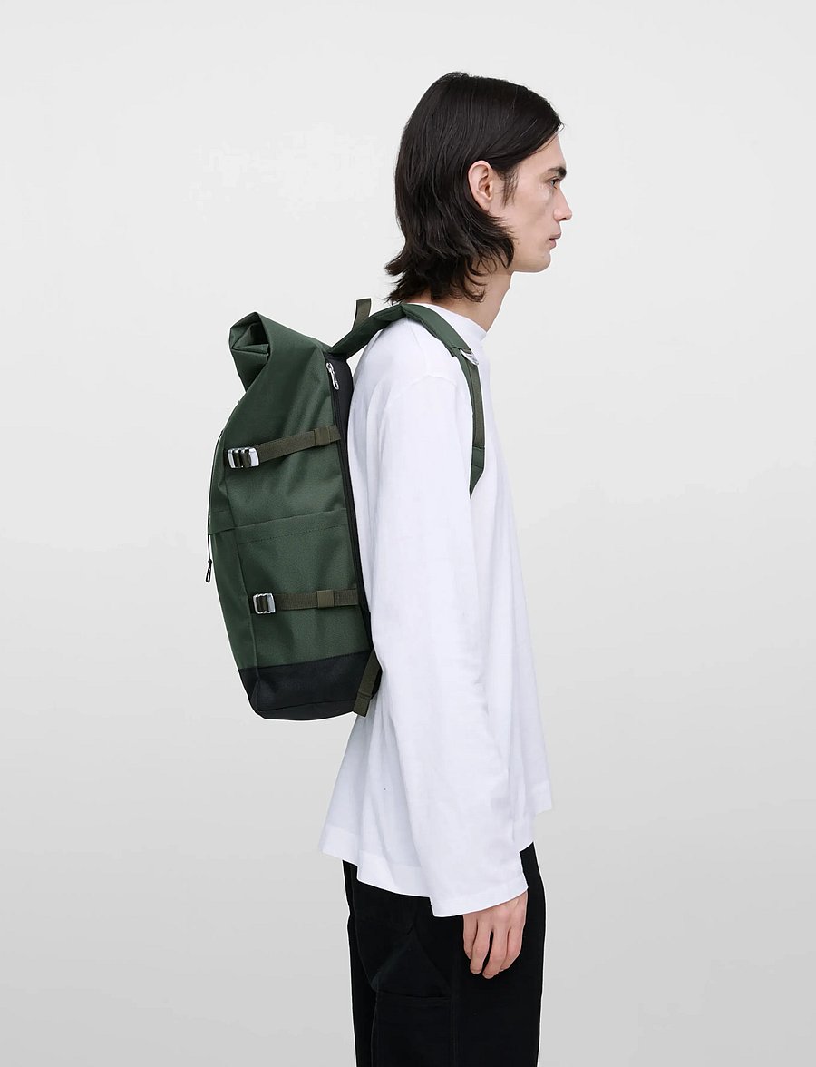 SANDQVIST - ICON Rolltop Backpack L - rolltop seljakotid - dawn green with dark brown leather - 5