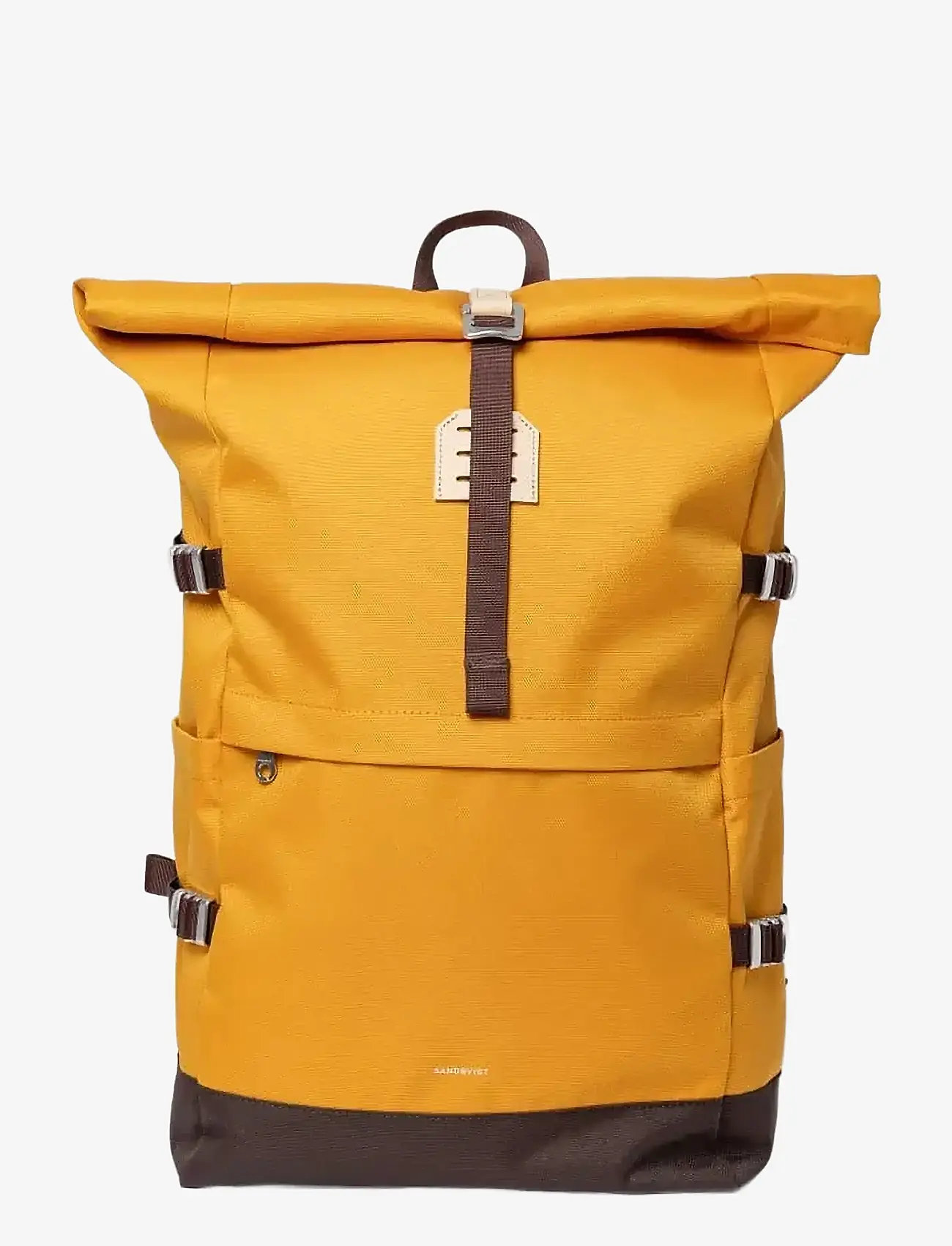 SANDQVIST - ICON Rolltop Backpack L - golden yellow with natural leather - 0