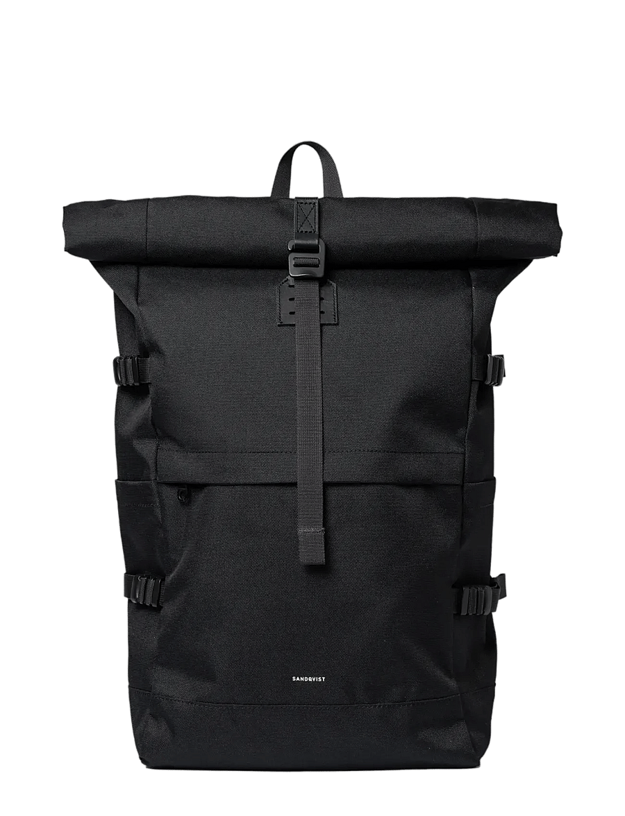SANDQVIST - ICON Rolltop Backpack L - rucksäcke mit rollverschluss - black/ black with black leather - 1