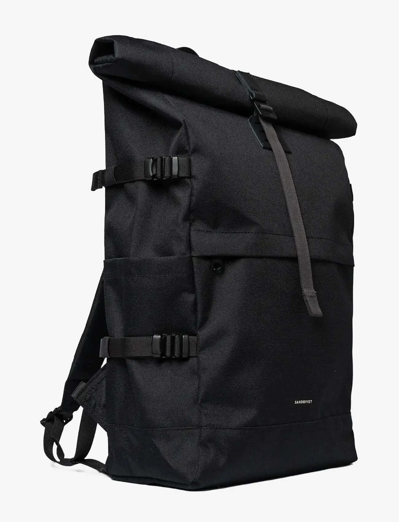 SANDQVIST - ICON Rolltop Backpack L - hverdags stil - black/ black with black leather - 2