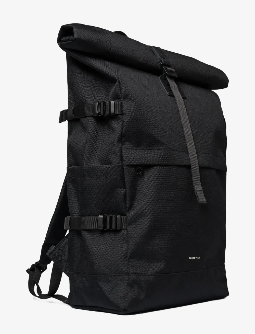 SANDQVIST - ICON Rolltop Backpack L - alltags-style - black/ black with black leather - 2