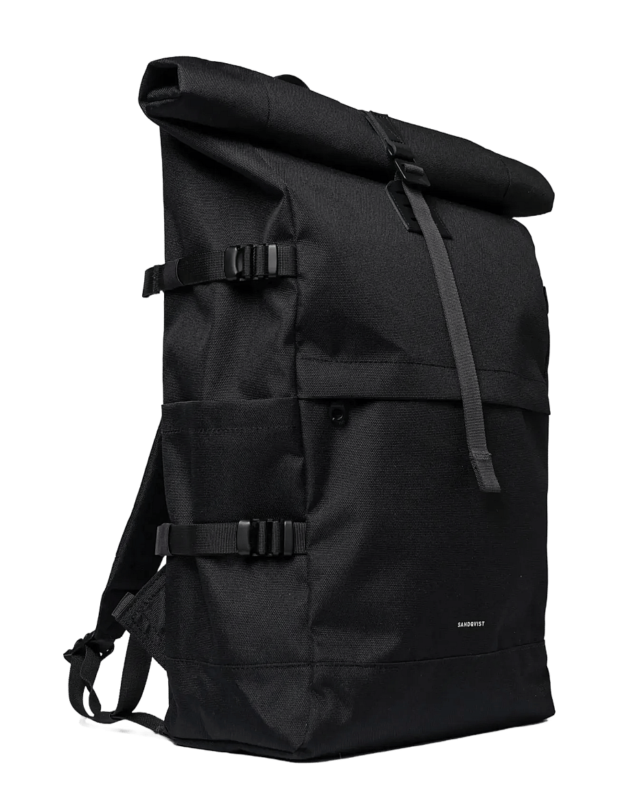 SANDQVIST - ICON Rolltop Backpack L - rucksäcke mit rollverschluss - black/ black with black leather - 2