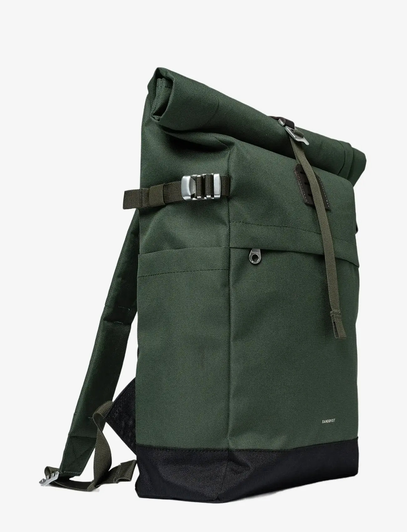 SANDQVIST - ICON Rolltop Backpack M - hverdags stil - dawn green with dark brown leather - 2