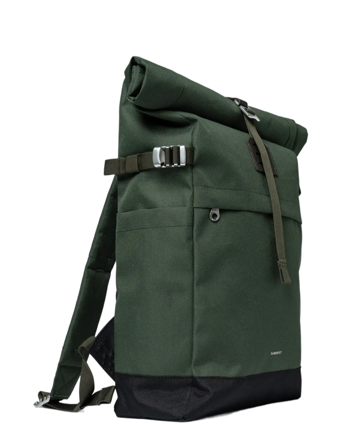SANDQVIST - ICON Rolltop Backpack M - rolltop-ryggsäckar - dawn green with dark brown leather - 2