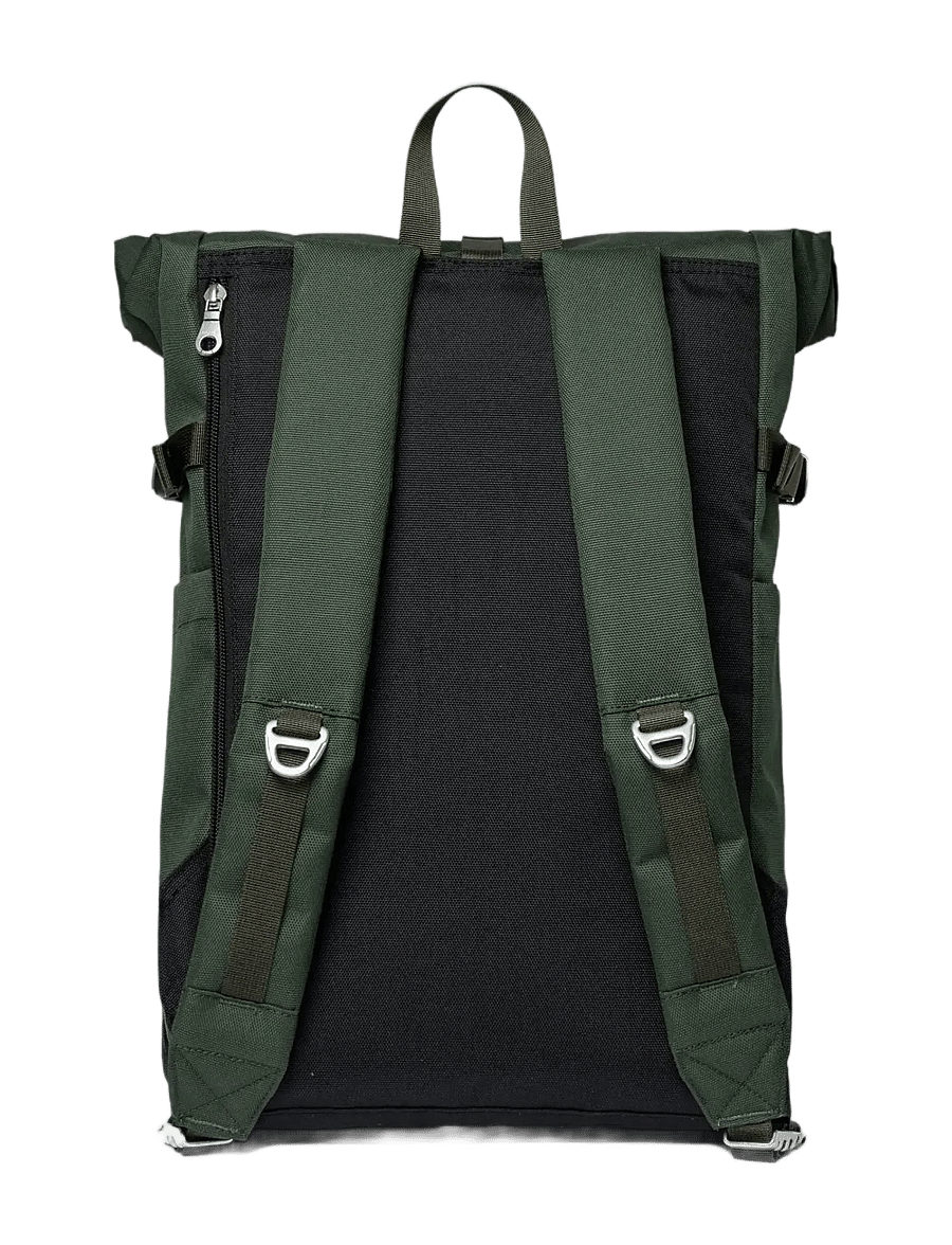 SANDQVIST - ICON Rolltop Backpack M - rolltop-ryggsäckar - dawn green with dark brown leather - 3