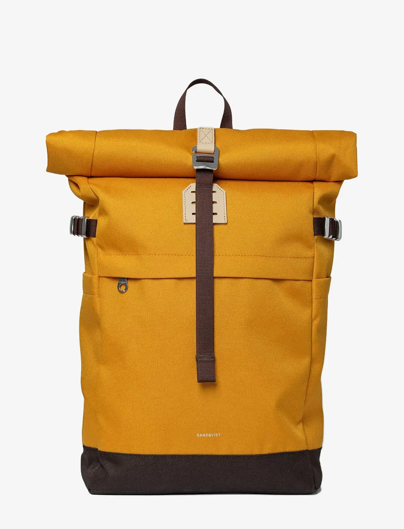 SANDQVIST - ICON Rolltop Backpack M - golden yellow with natural leather - 1