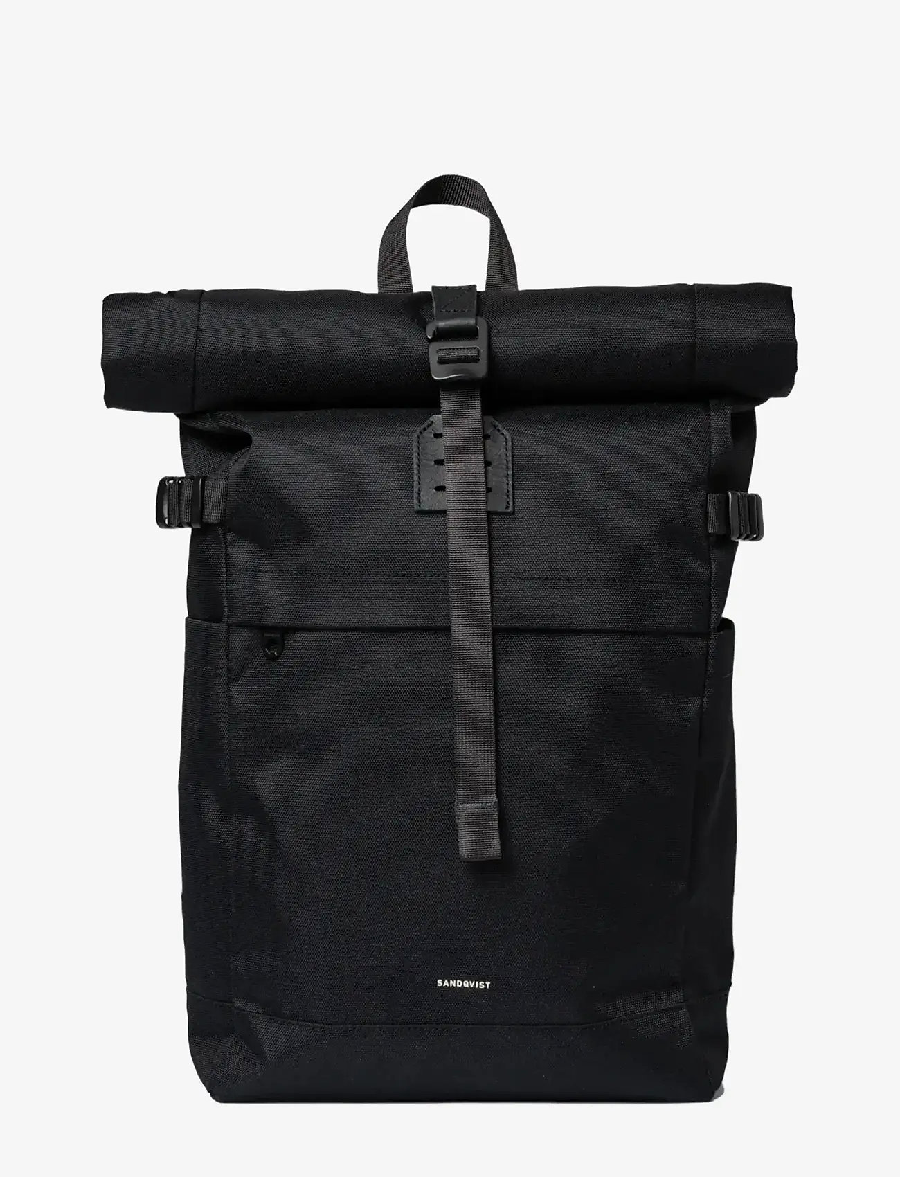 SANDQVIST - ICON Rolltop Backpack M - alltags-style - black/ black with black leather - 0