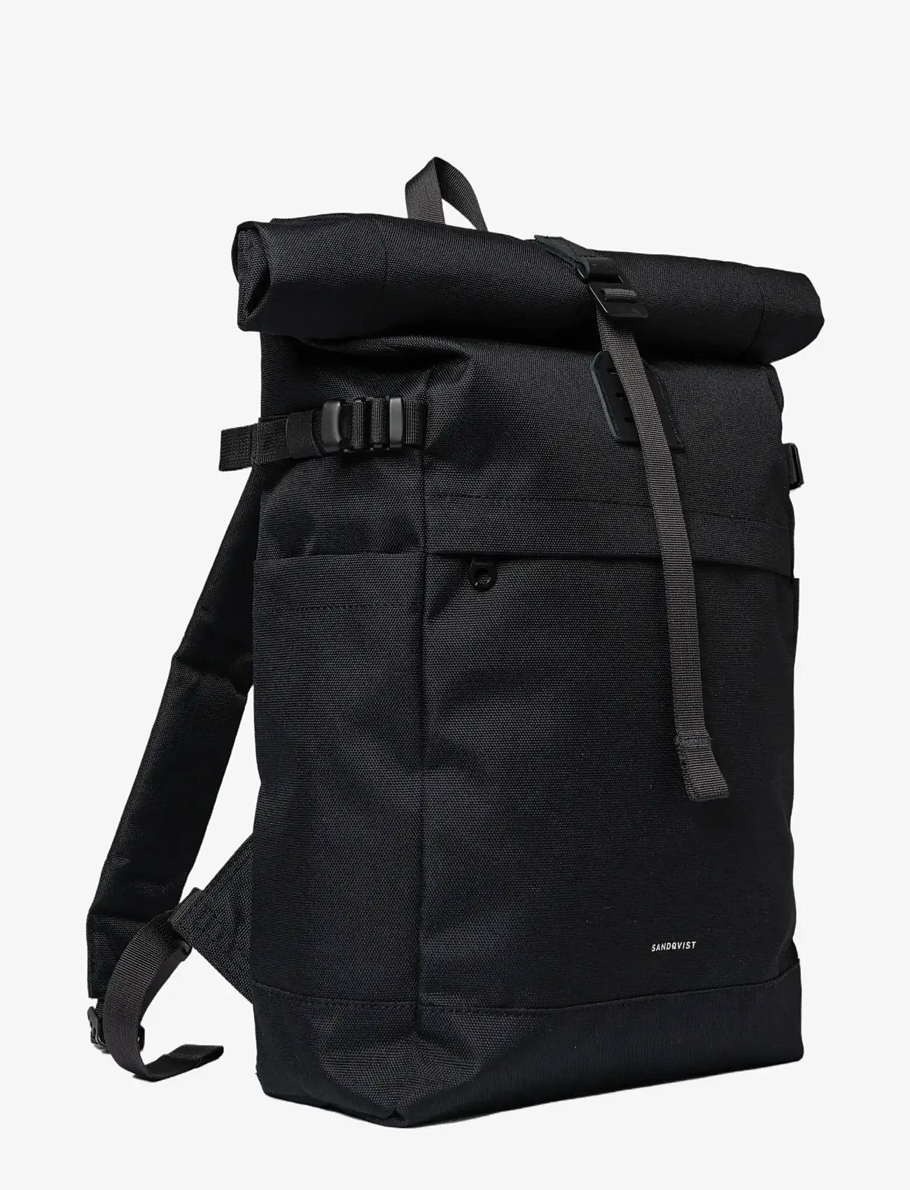 SANDQVIST - ICON Rolltop Backpack M - alltags-style - black/ black with black leather - 1