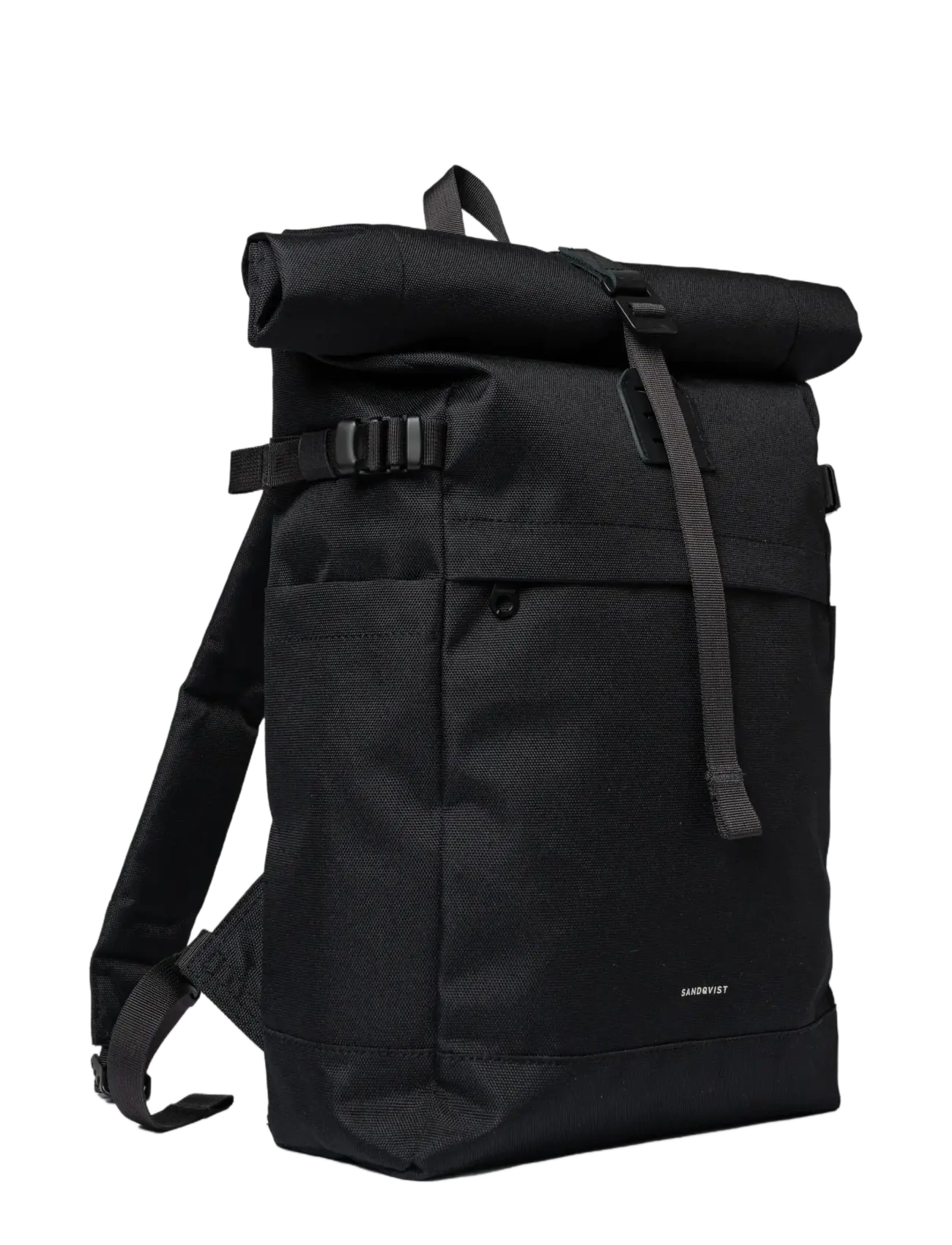 SANDQVIST - ICON Rolltop Backpack M - accessories - black/ black with black leather - 1