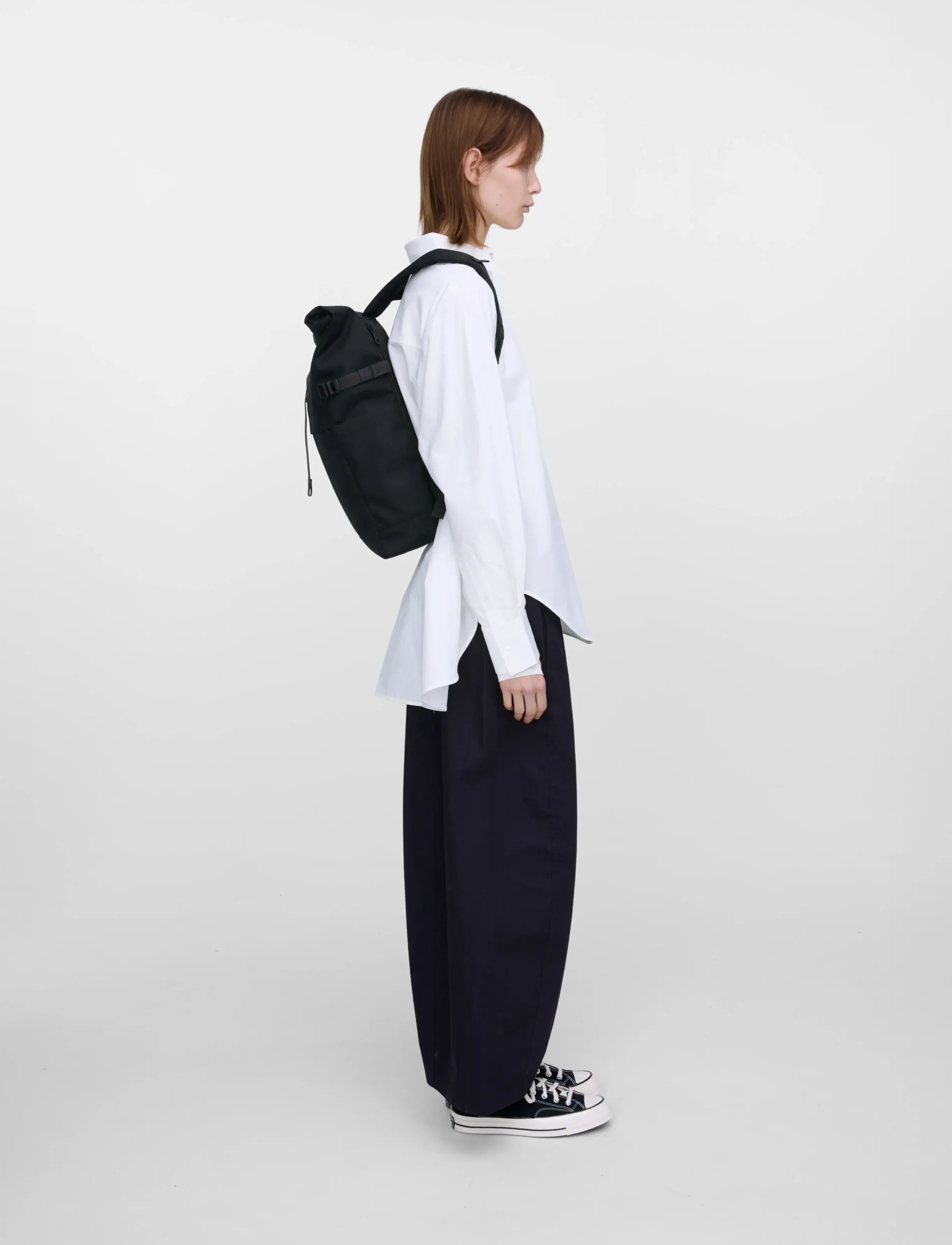SANDQVIST - ICON Rolltop Backpack M - accessories - black/ black with black leather - 3