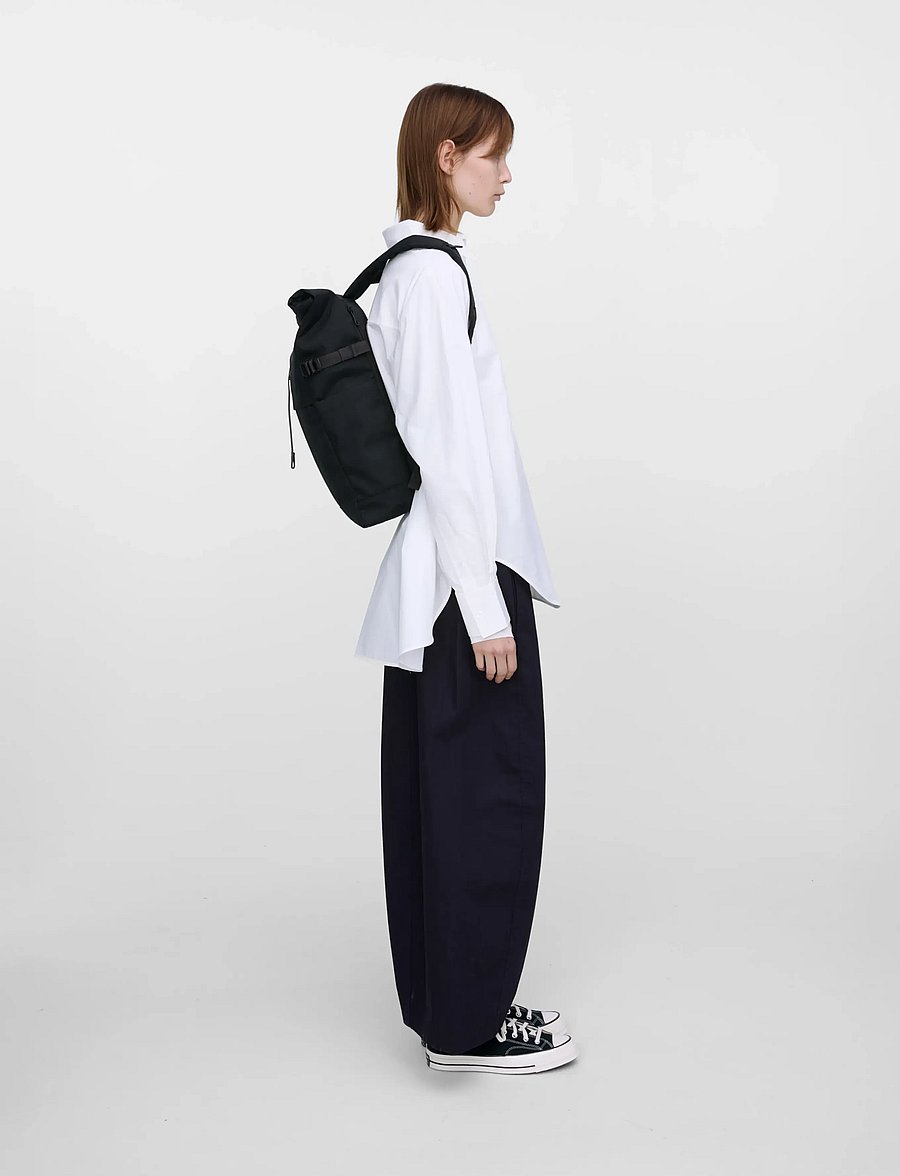 SANDQVIST - ICON Rolltop Backpack M - rolltop-rygsække - black/ black with black leather - 3