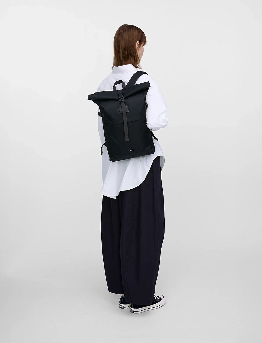 SANDQVIST - ICON Rolltop Backpack M - rolltop-rygsække - black/ black with black leather - 5
