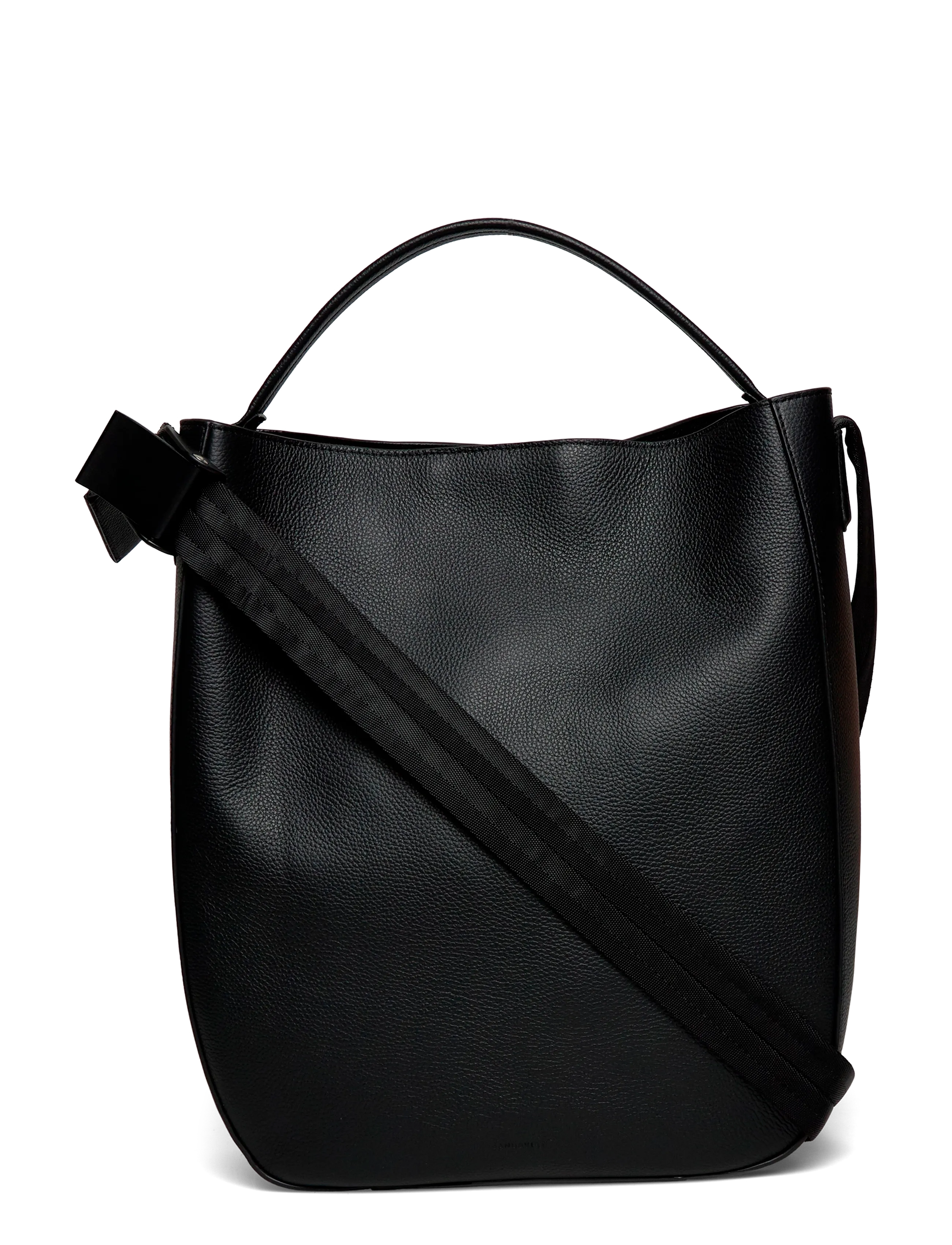 SANDQVIST LEATHER Hobo Tote Bag 14" - Totes - BLACK / black