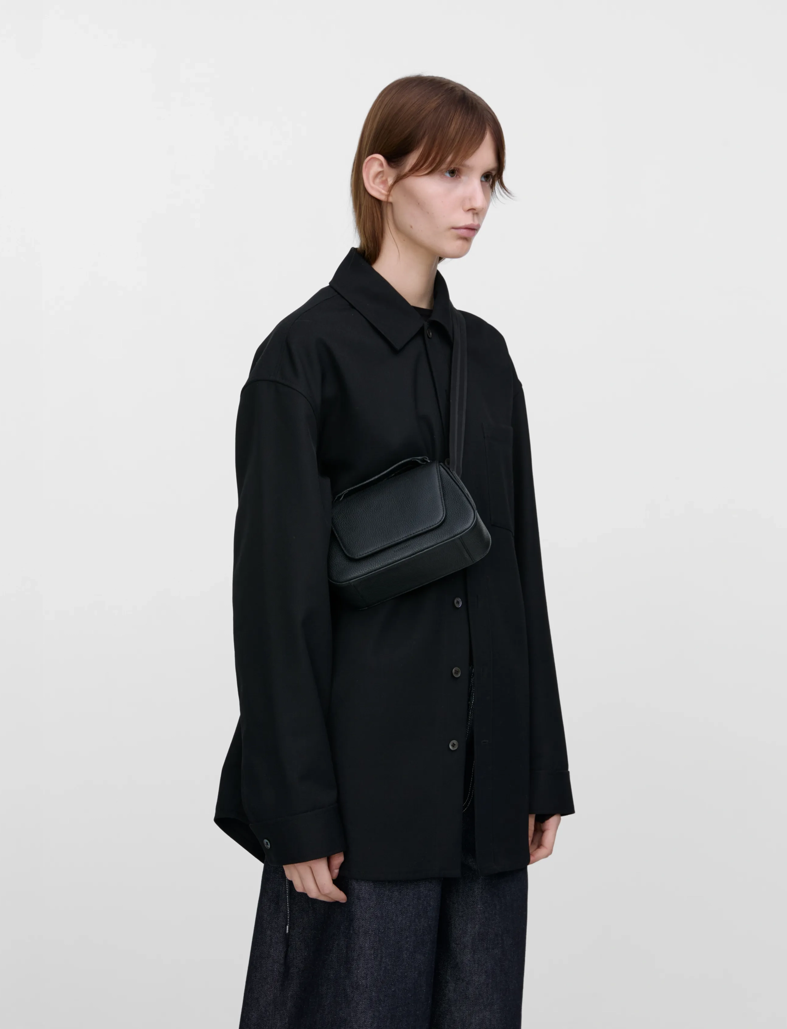 SANDQVIST - LEATHER HANDLE CROSSBODY - festtøj til outletpriser - black - 5