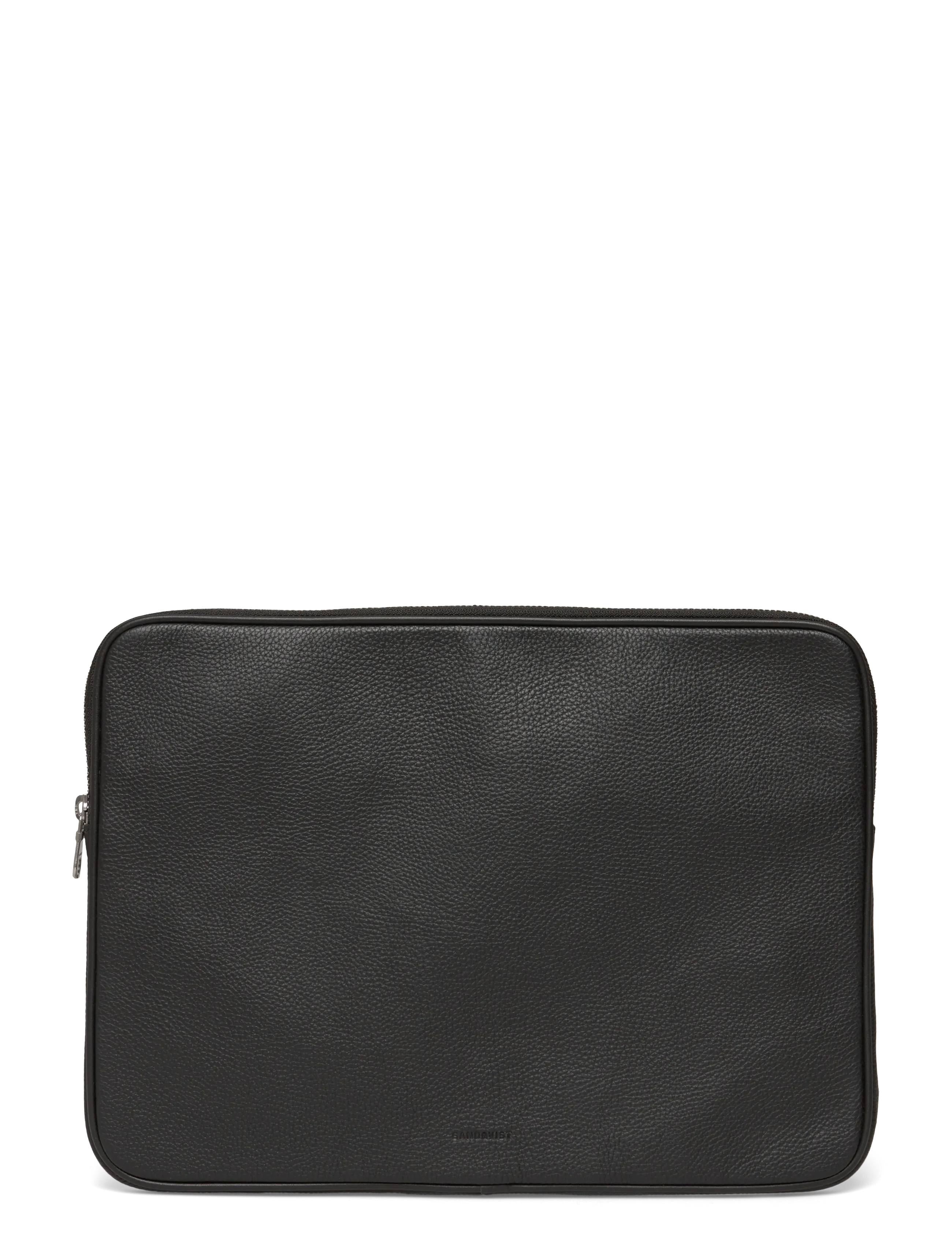SANDQVIST LEATHER Laptop Case Piping - Taschen - BLACK / black