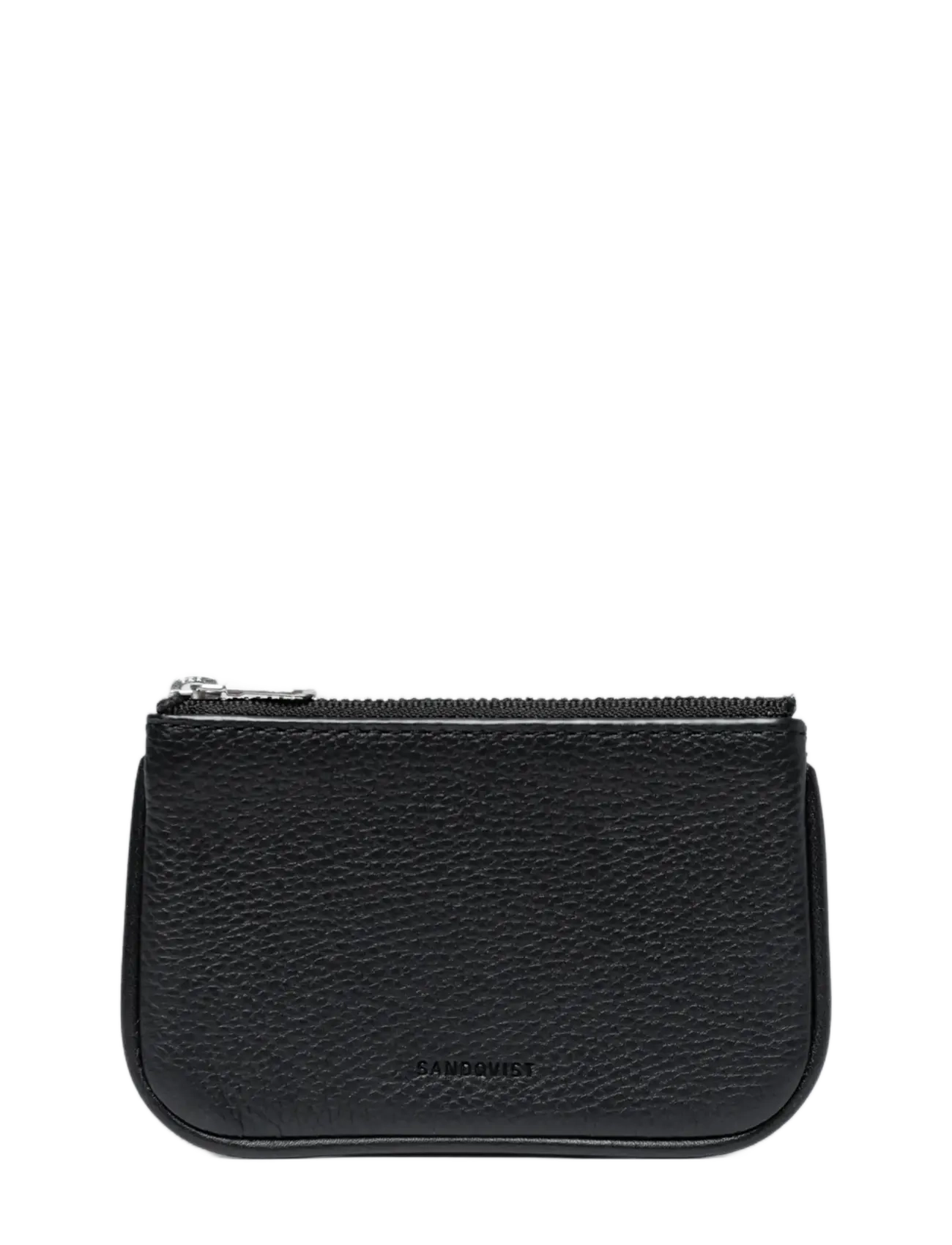 LEATHER ZIP WALLET PIPING - BLACK