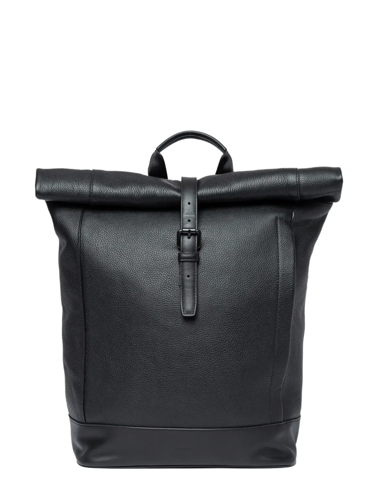 SANDQVIST LEATHER Rolltop Backpack - Vesker - BLACK / black