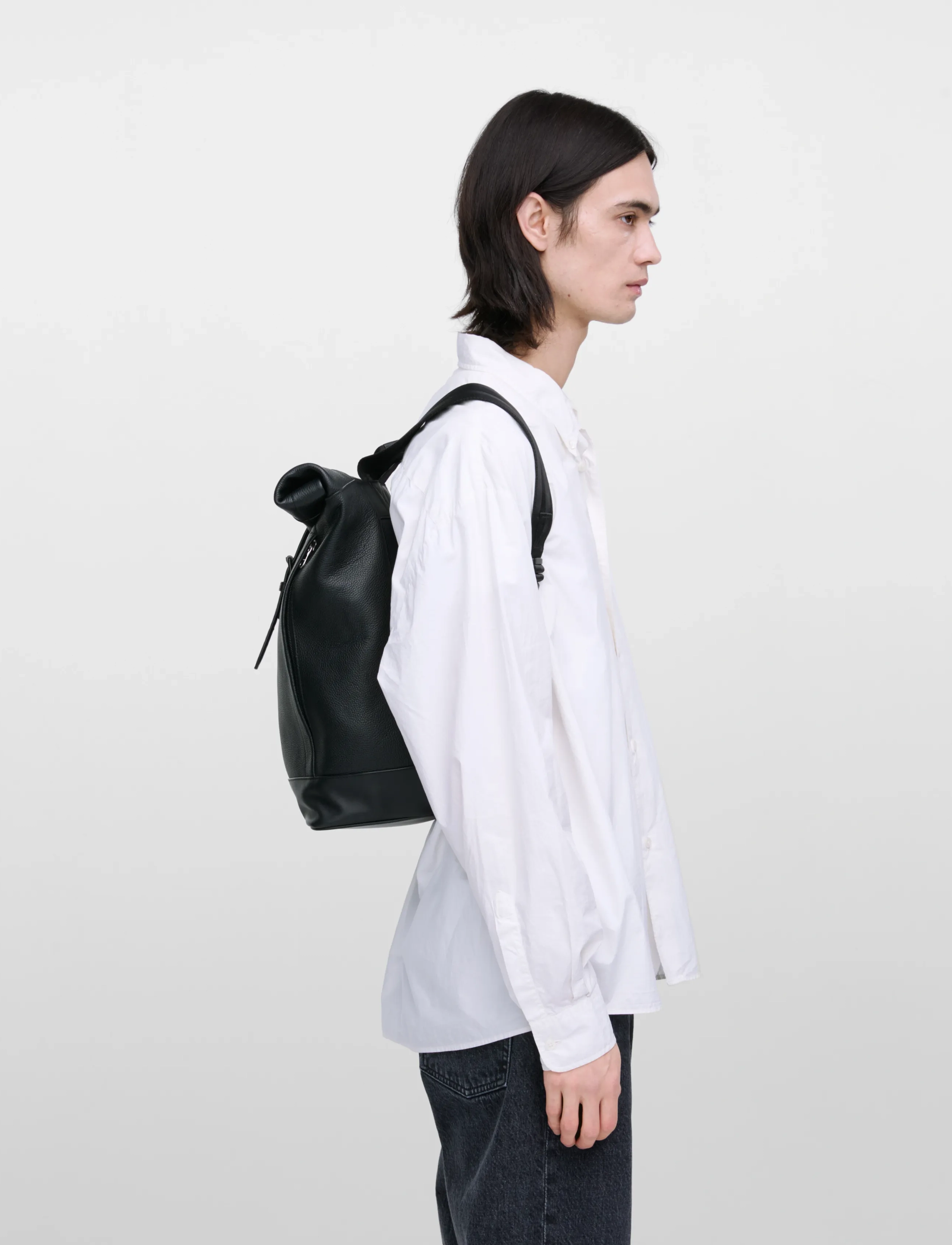 SANDQVIST LEATHER Rolltop Backpack - Rolltop backpacks - BLACK / black