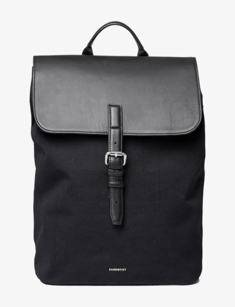 SANDQVIST - EVERYDAY Lid Backpack M - osta olukorra järgi - black with black leather - 0
