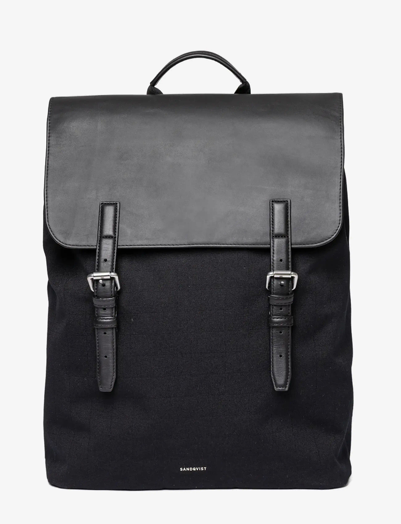 SANDQVIST - EVERYDAY Lid Backpack L - osta olukorra järgi - black with black leather - 0