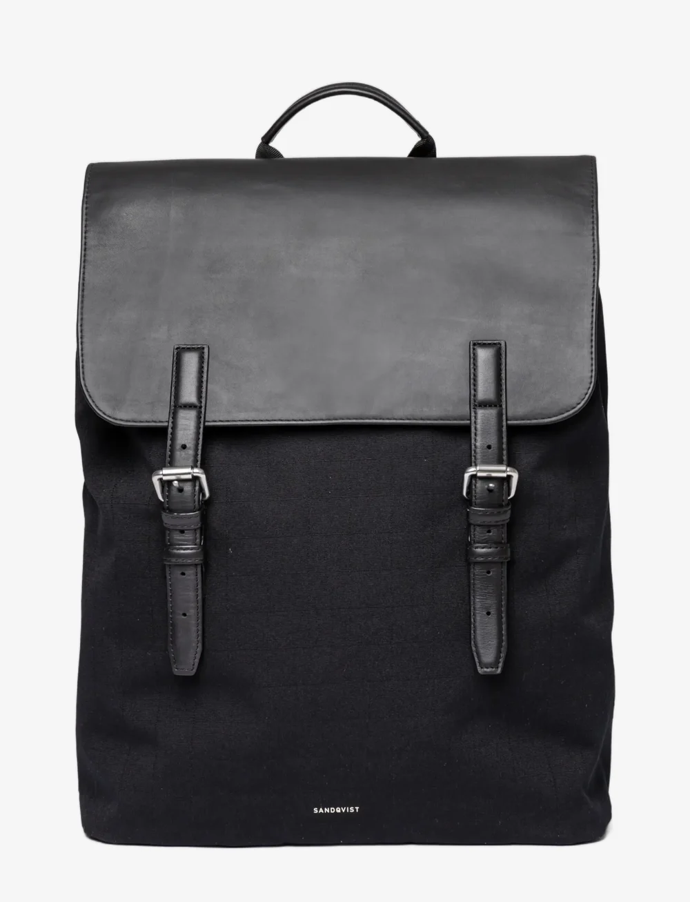 SANDQVIST - EVERYDAY Lid Backpack L - osta olukorra järgi - black with black leather - 0
